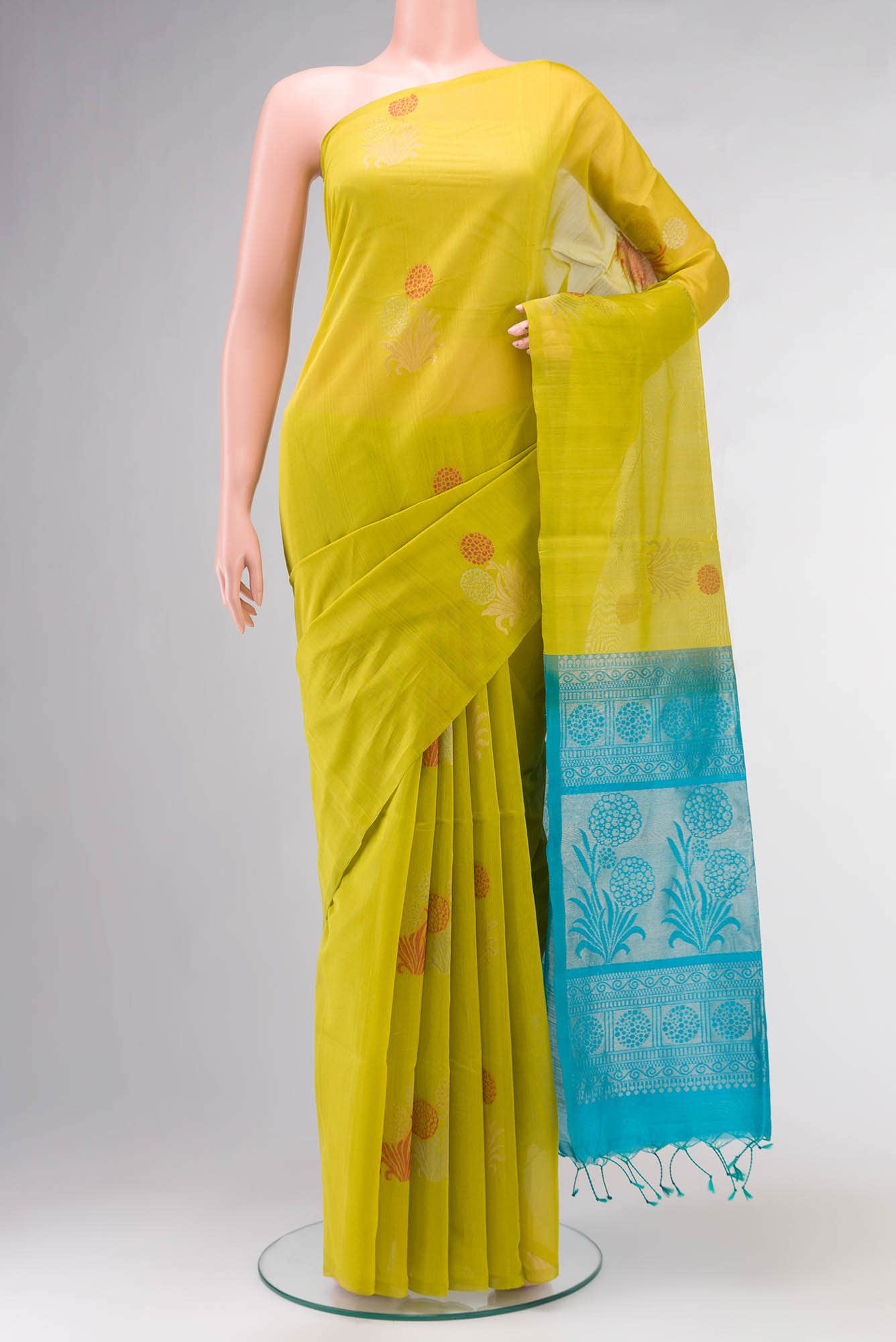 Green Silk Cotton Saree