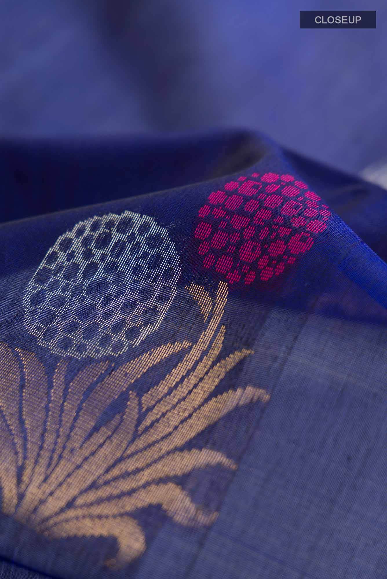 Navy Blue Silk Cotton Saree