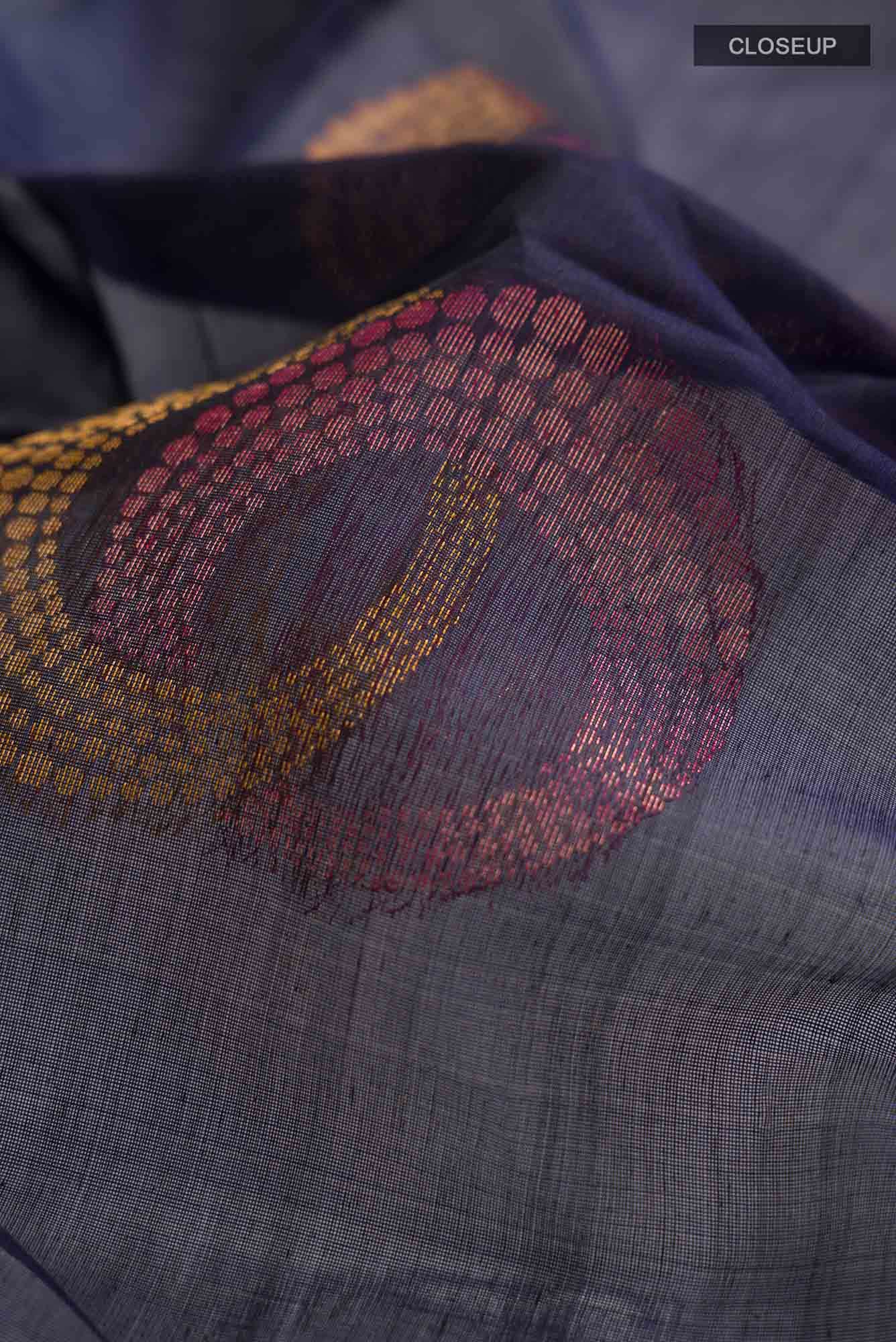 Navy Blue Silk Cotton Saree