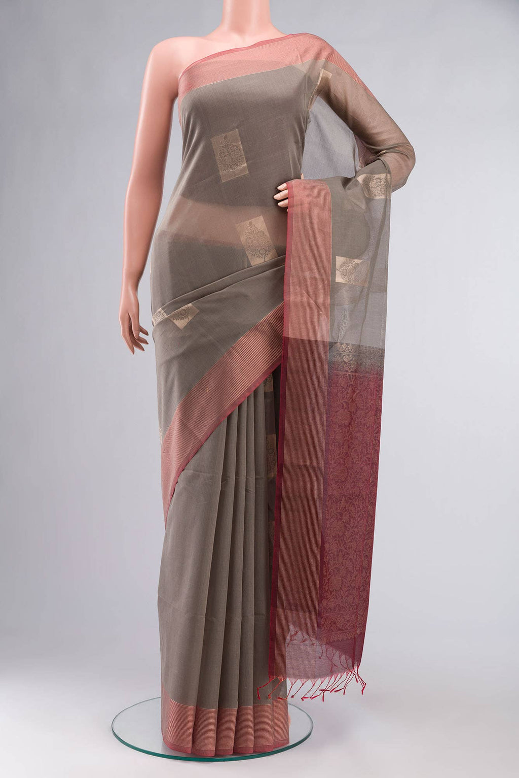 Grey Silk Cotton Saree