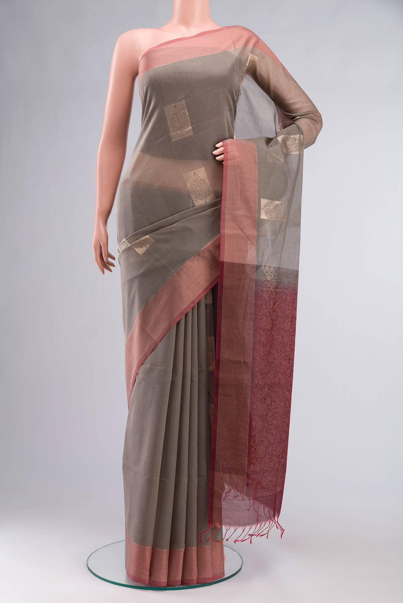 Grey Silk Cotton Saree