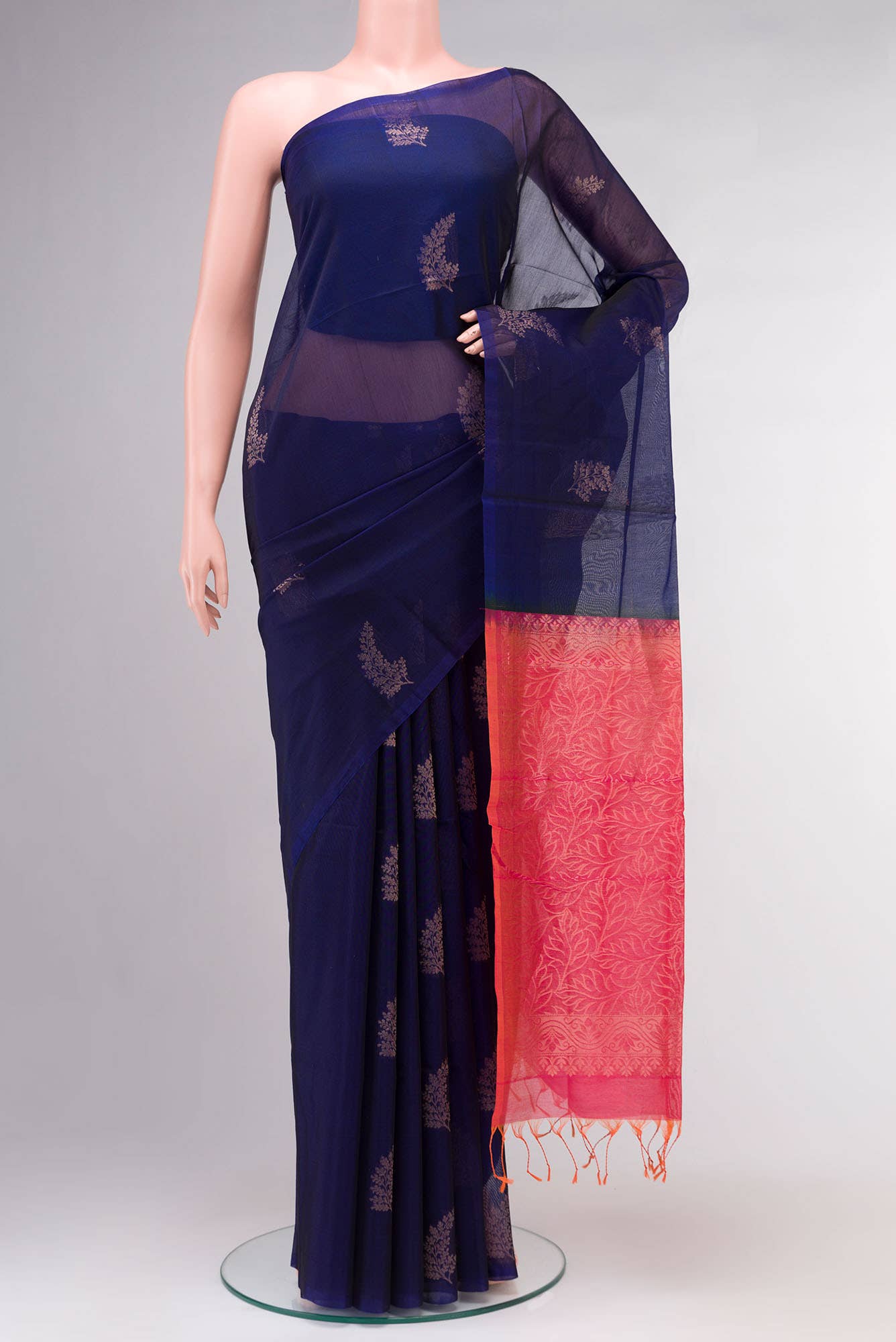 Navy Blue Silk Cotton Saree