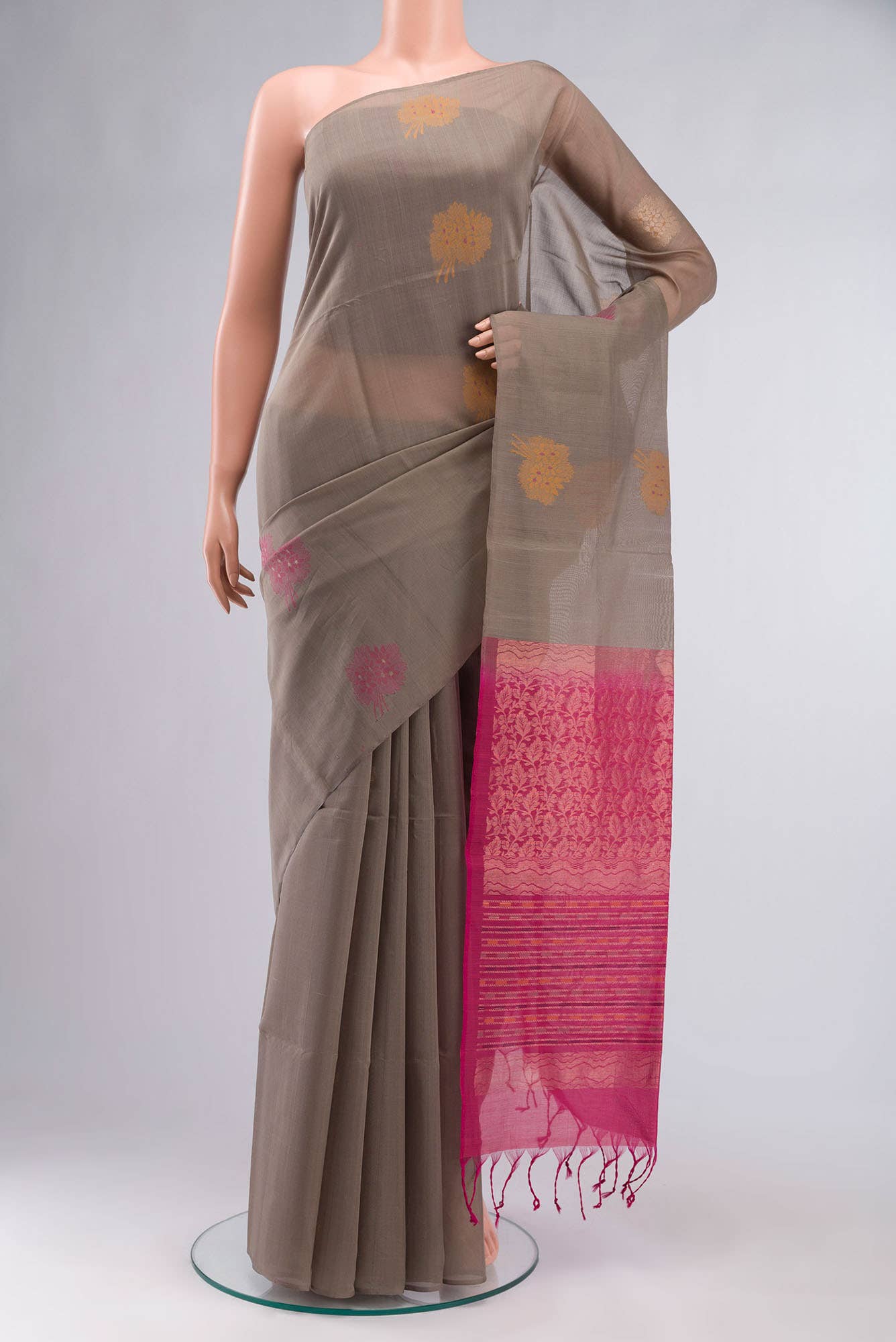 Grey Silk Cotton Saree