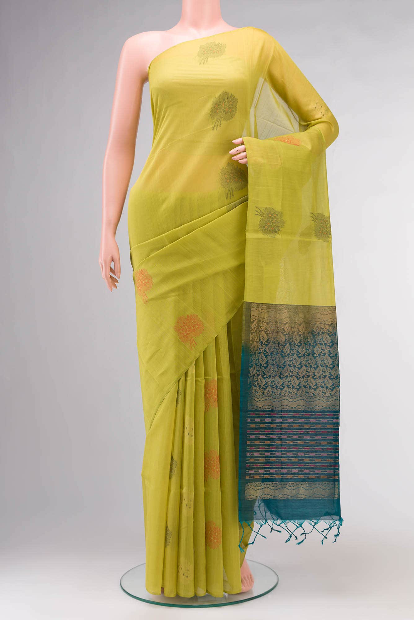 Green Silk Cotton Saree