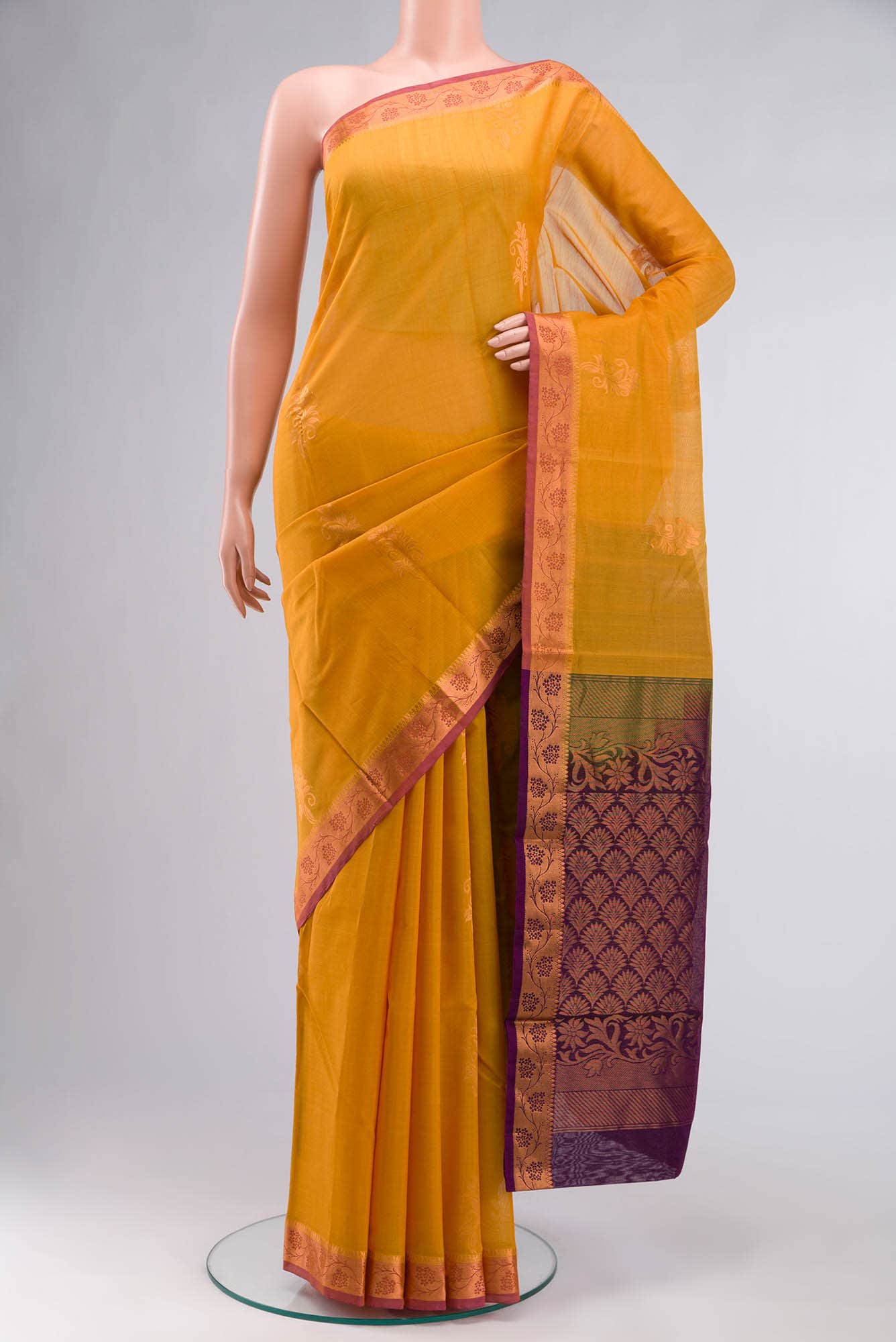 Yellow Silk Cotton Saree