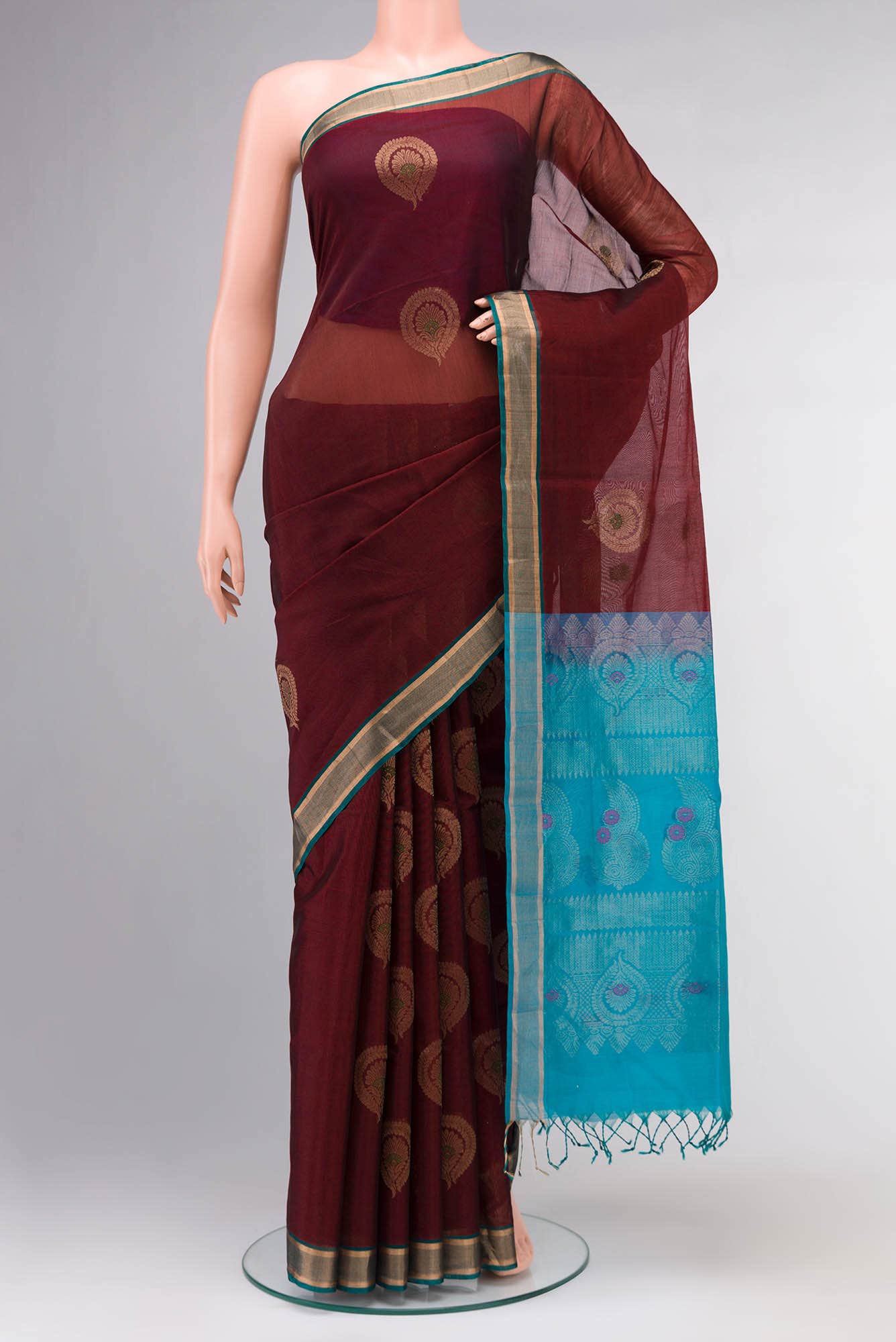 Brown Silk Cotton Saree