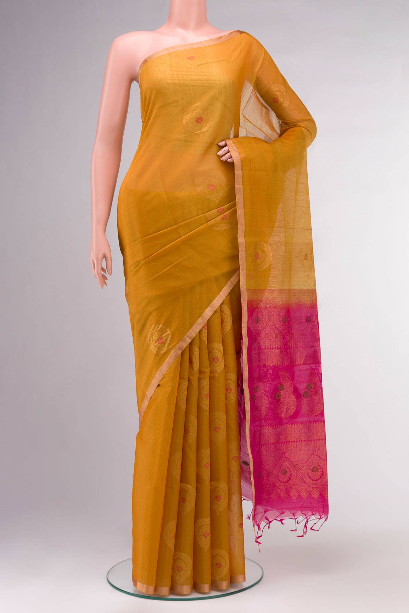 Yellow Silk Cotton Saree