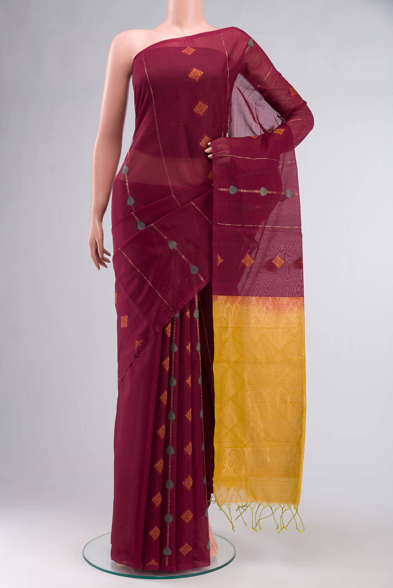 Maroon Silk Cotton Saree