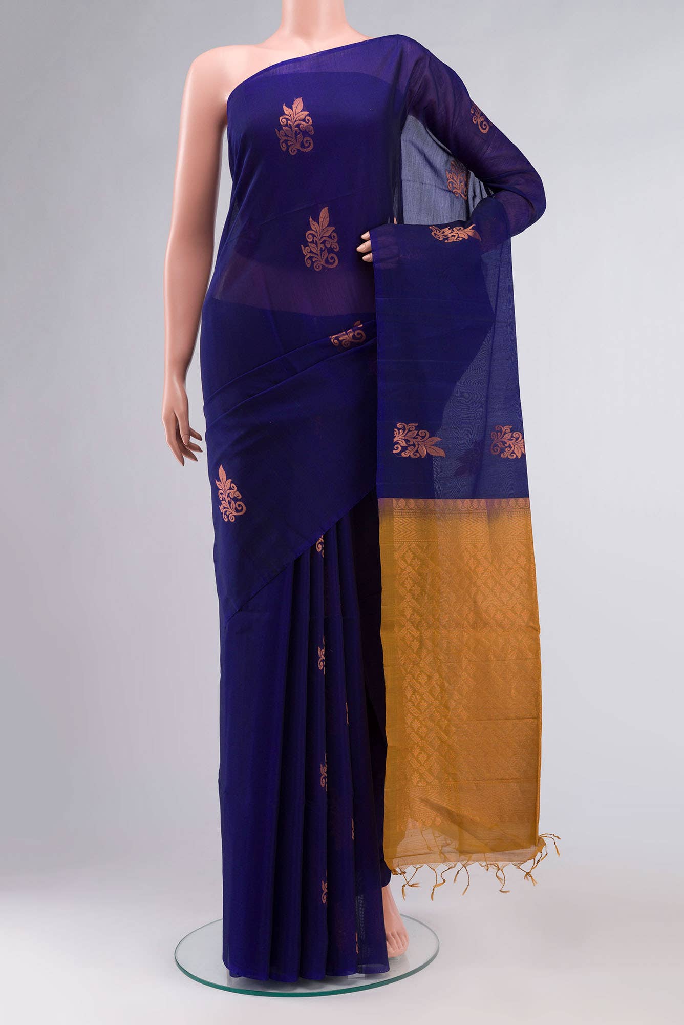 Navy Blue Silk Cotton Saree
