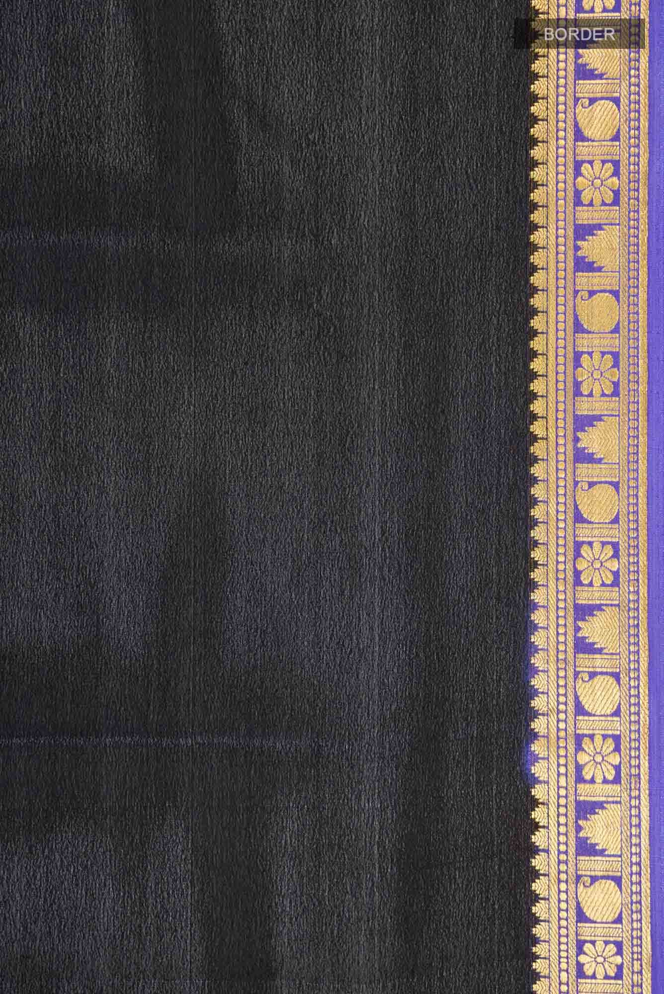 Black Mysore Crepe Saree