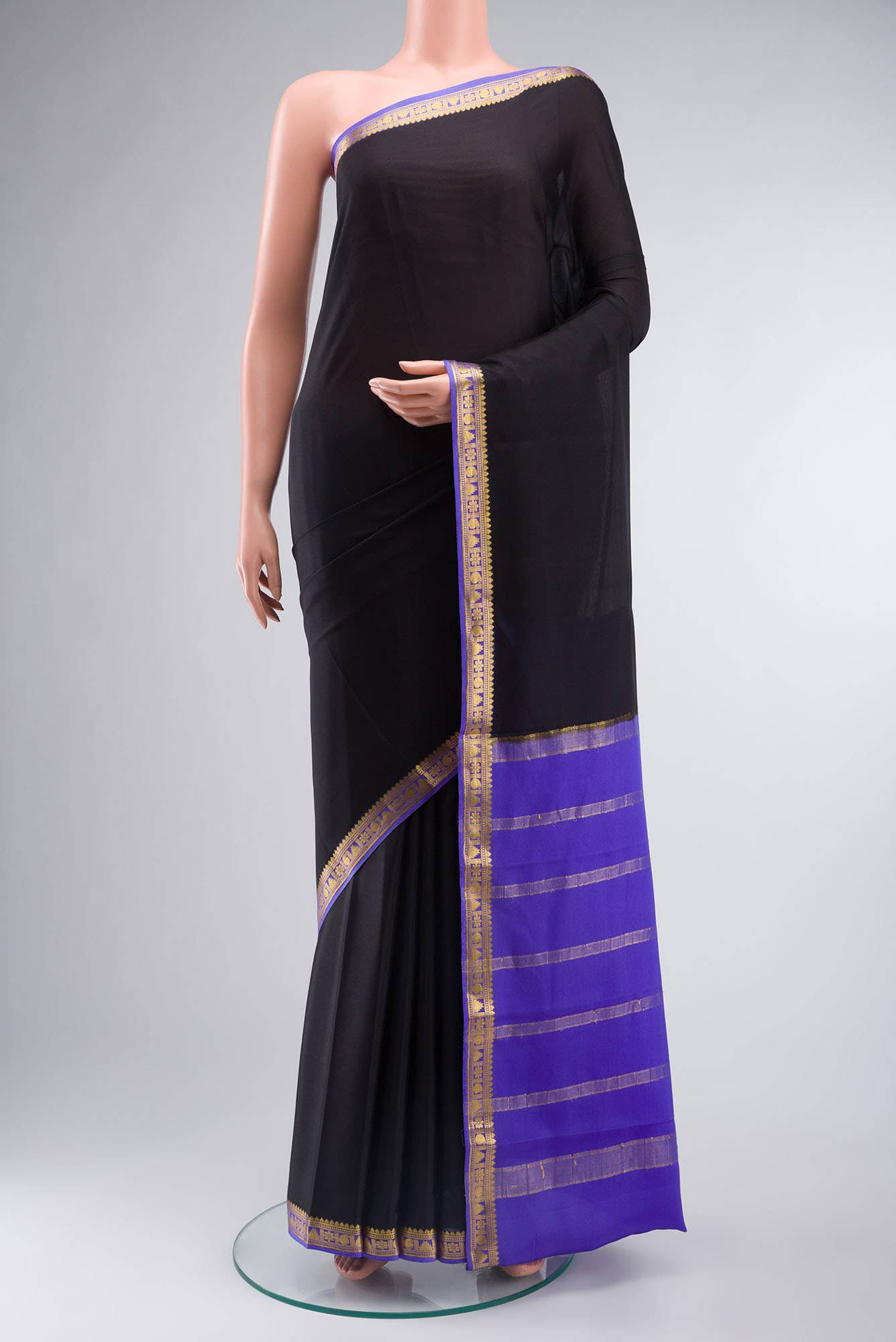 Black Mysore Crepe Saree