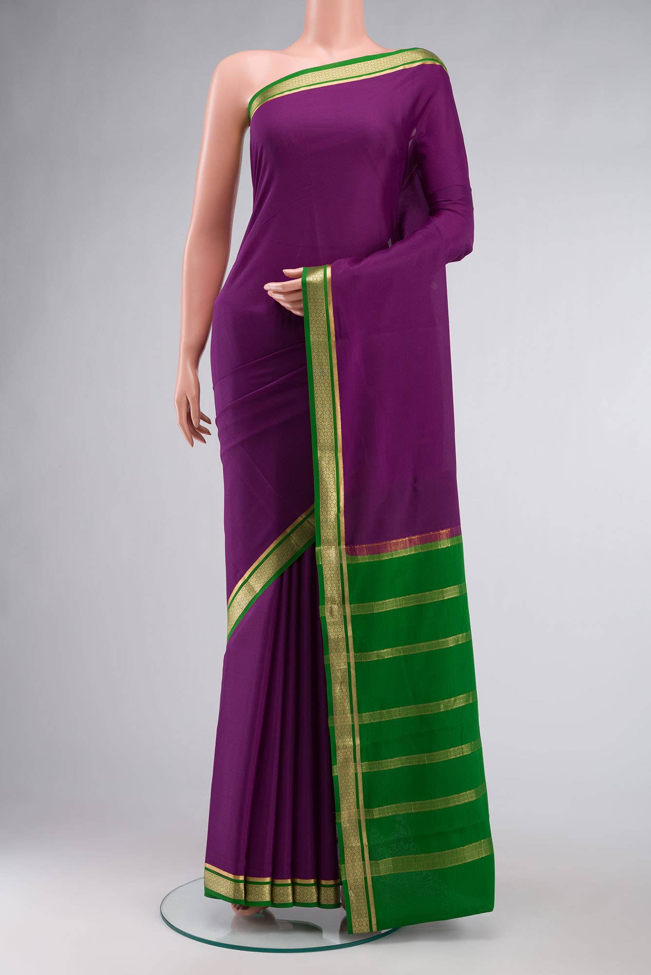 Magenta Mysore Crepe Saree