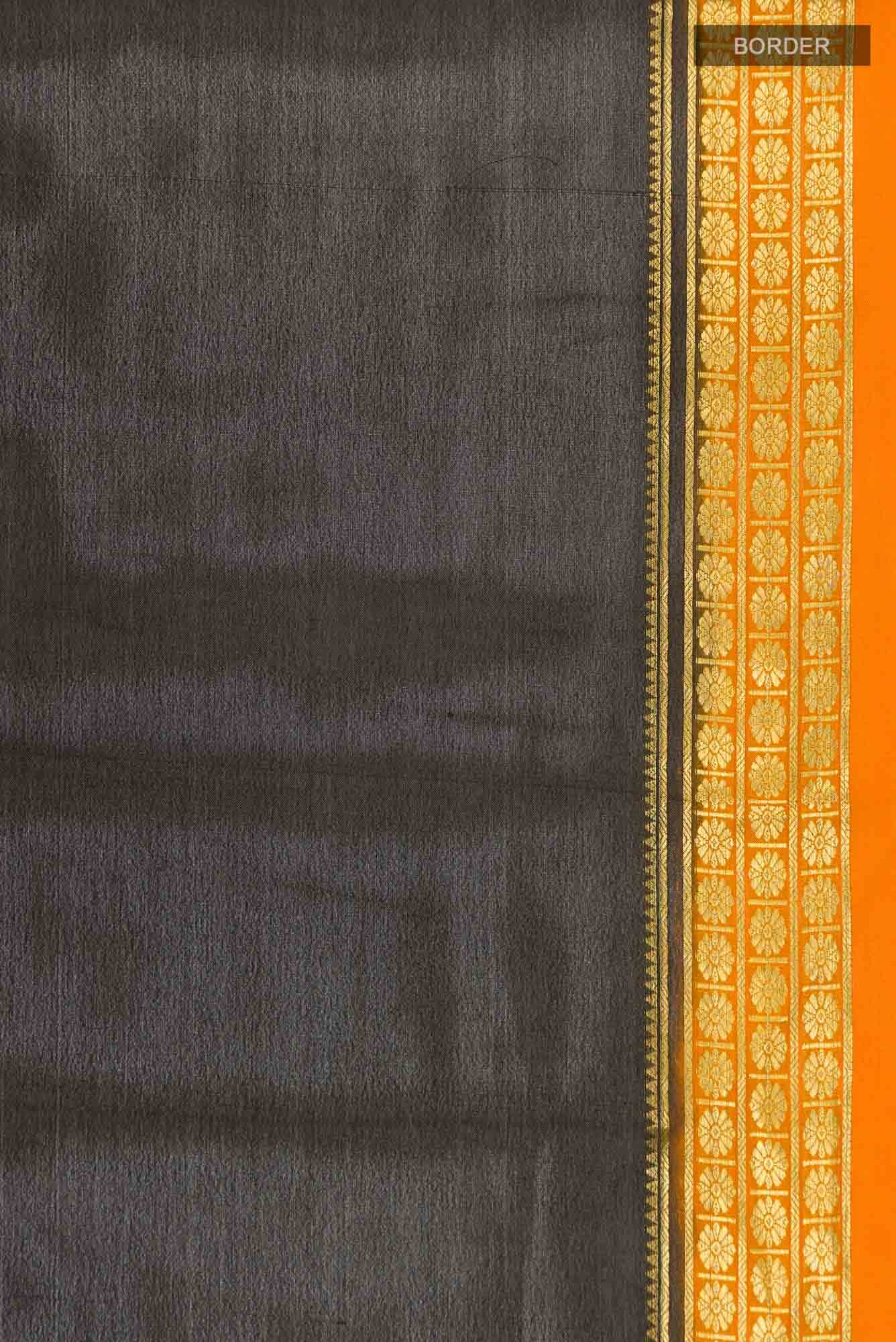 Black Mysore Crepe Saree