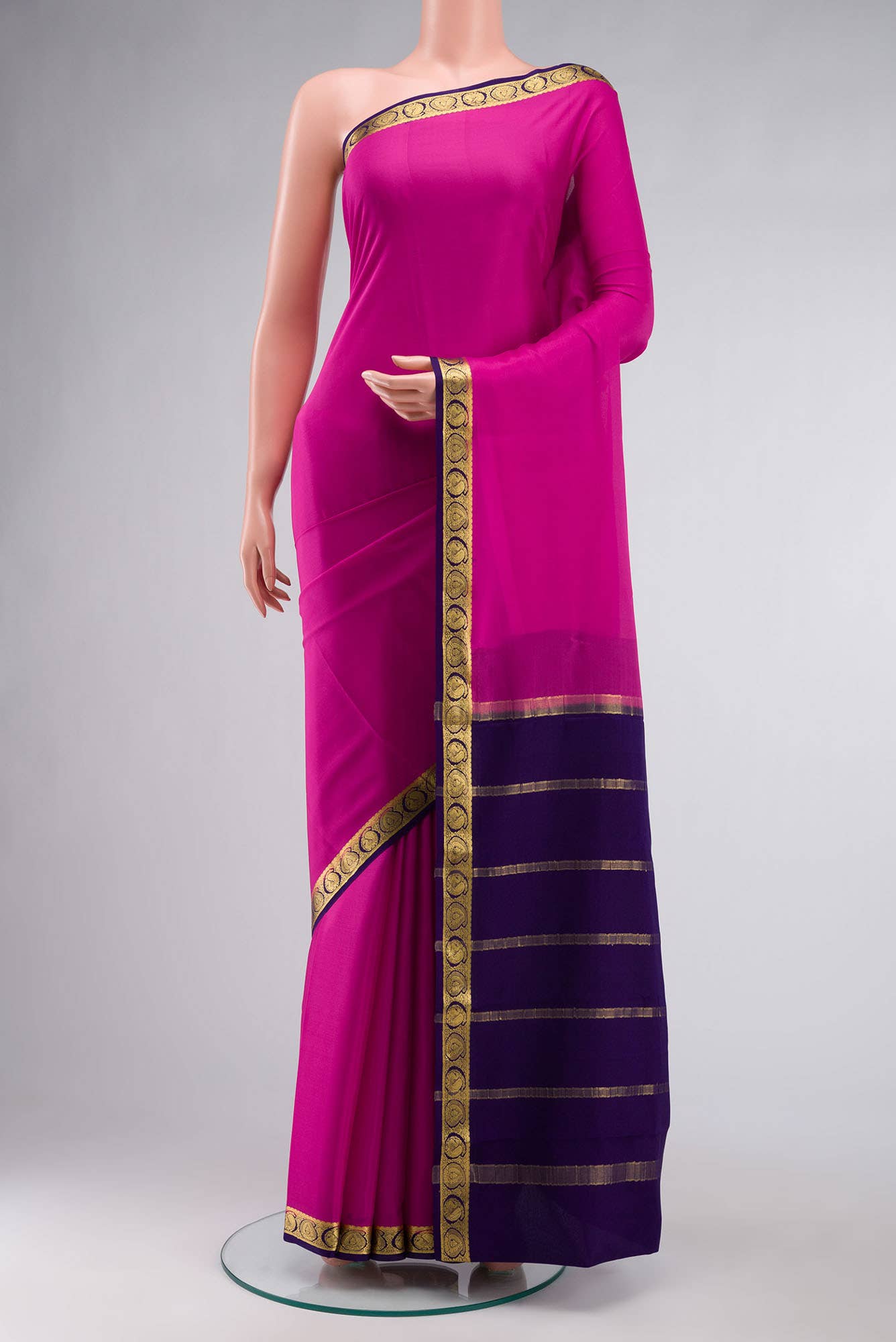 Pink Mysore Crepe Saree