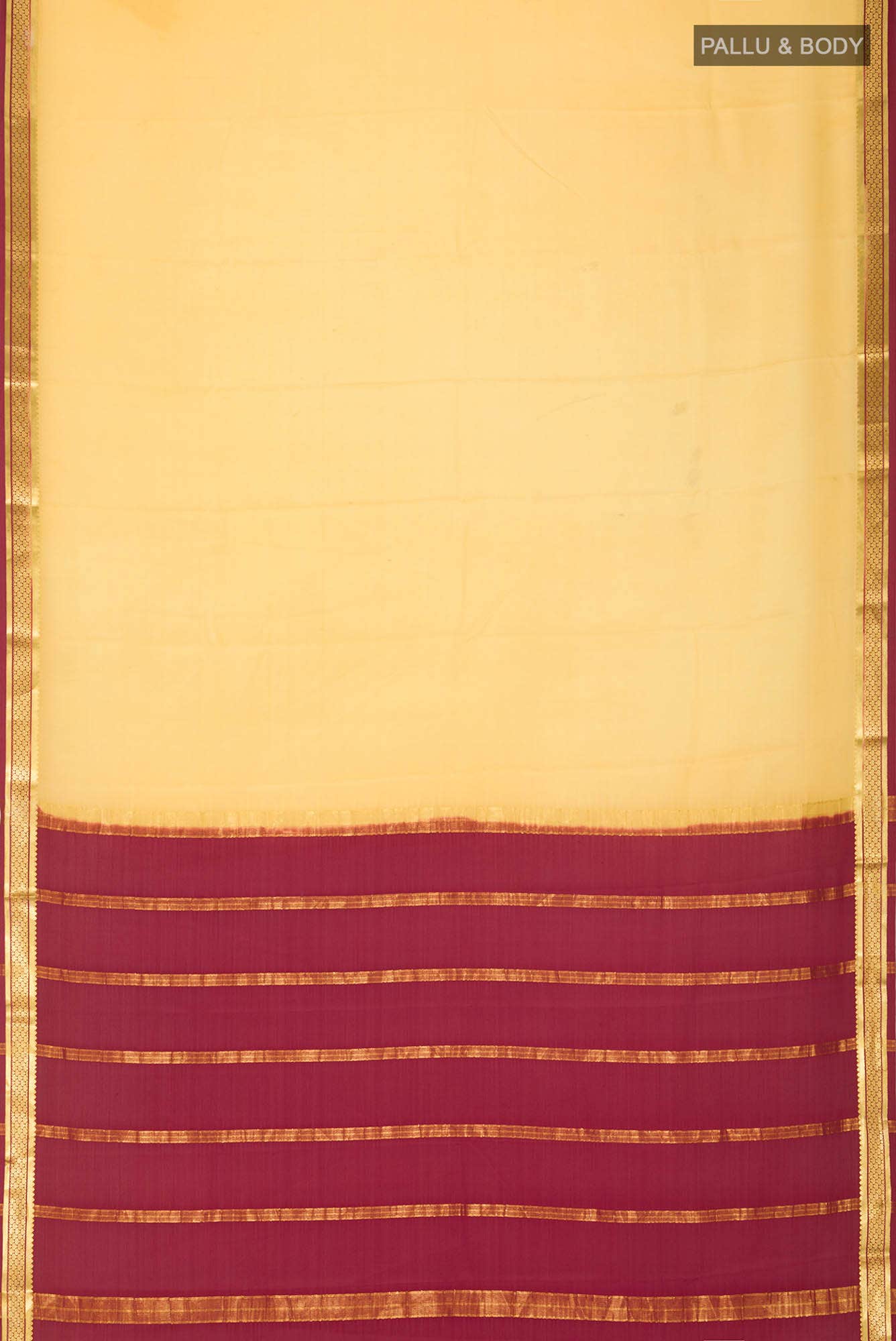 Yellow Mysore Crepe Saree