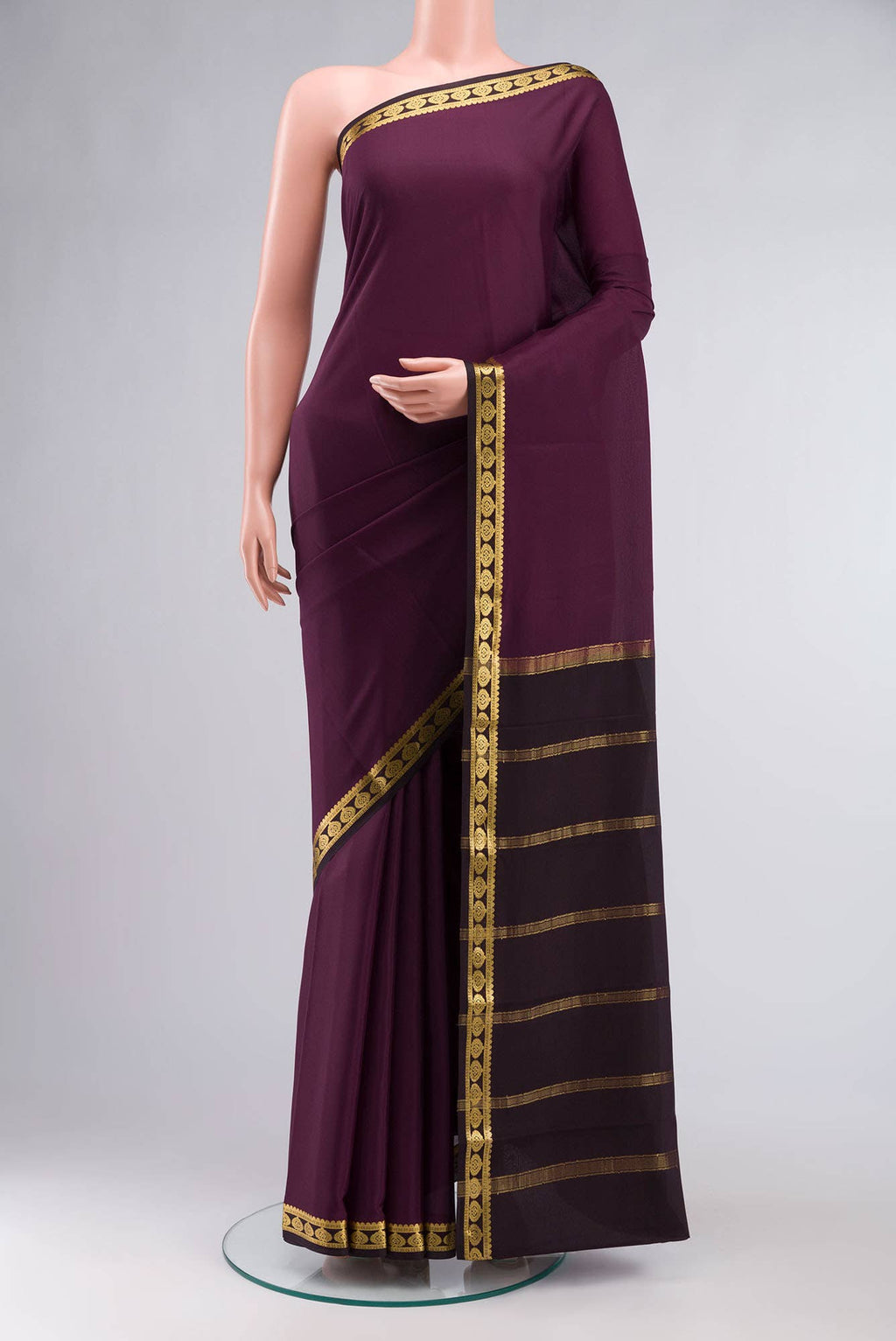 Purple Mysore Crepe Saree