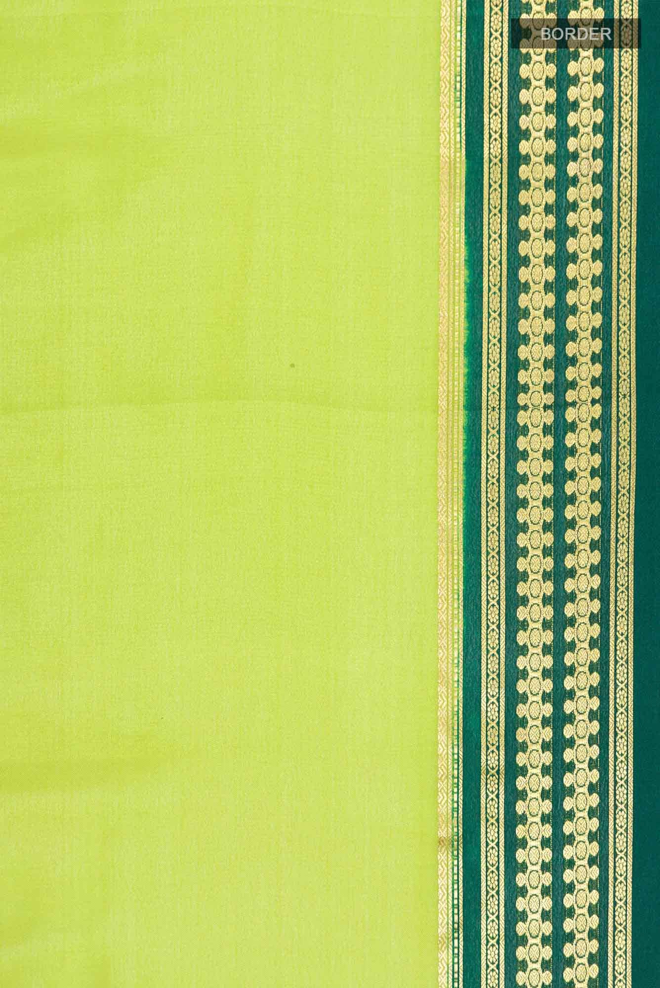 Parrot Green Mysore Crepe Saree