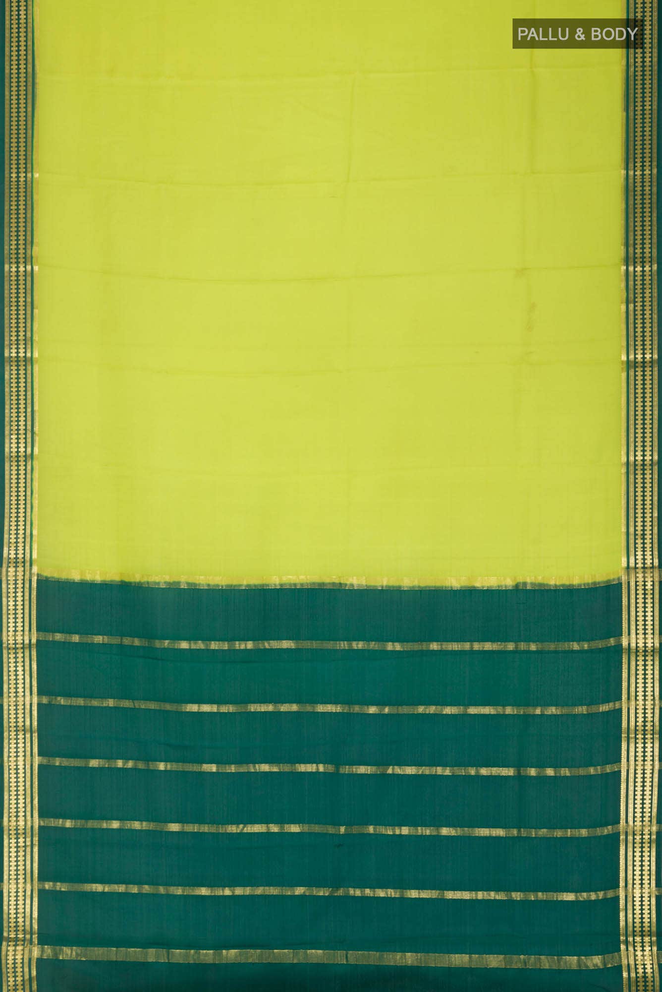 Parrot Green Mysore Crepe Saree