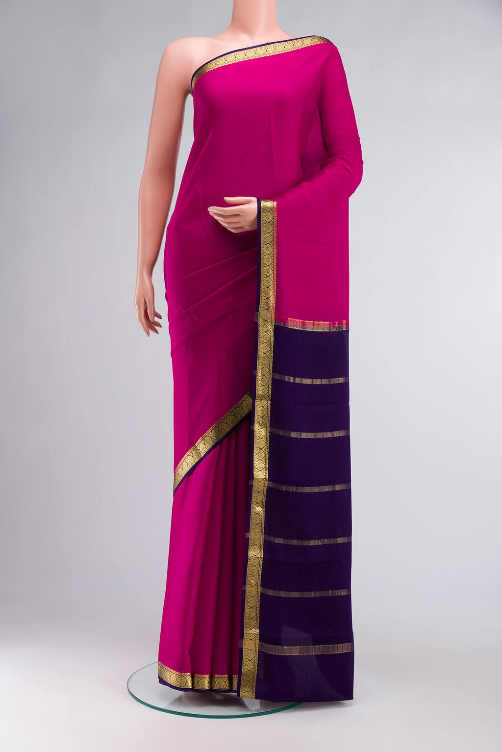 Pink Mysore Crepe Saree