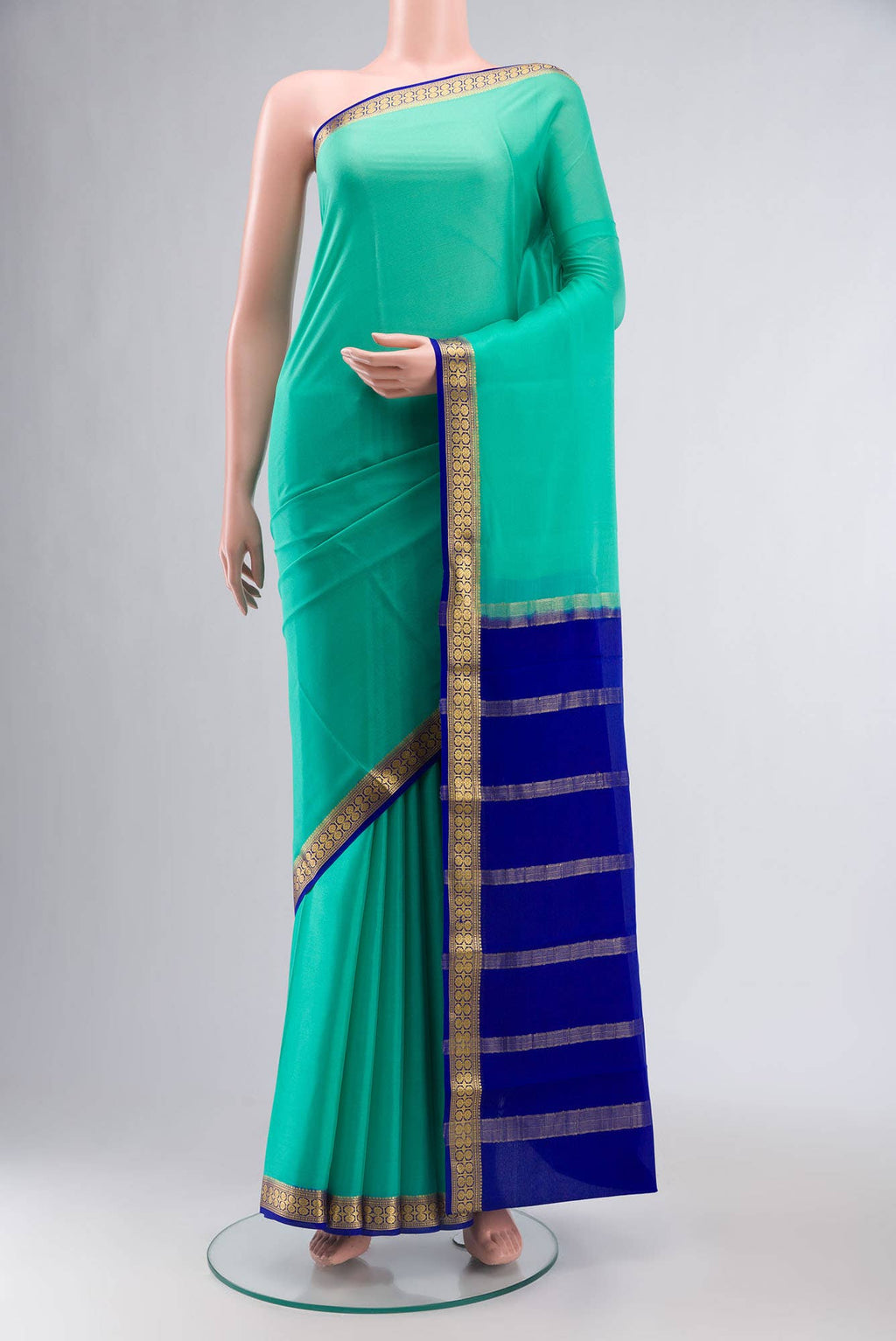 Sea Green Mysore Crepe Saree