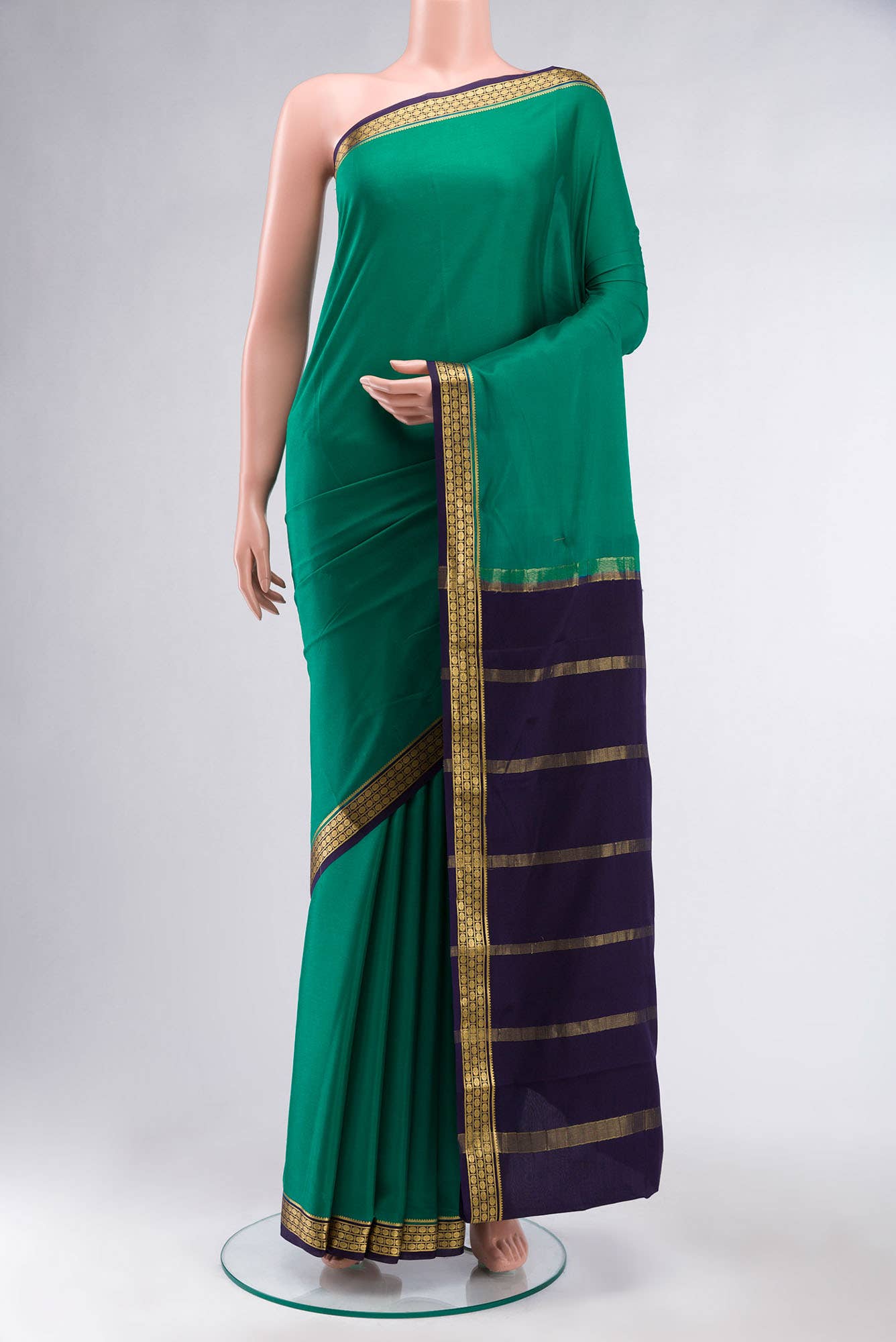 Green Mysore Crepe Saree