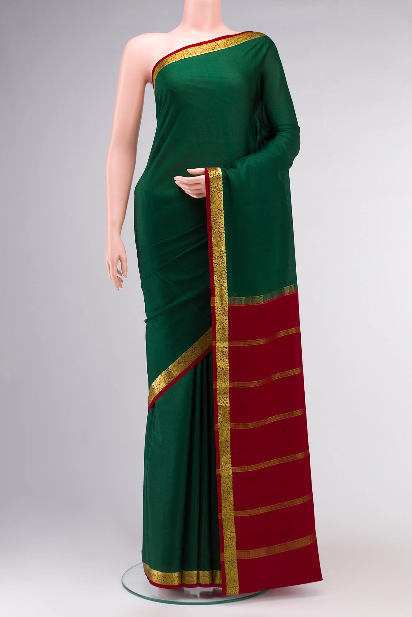 Bottle Green Mysore Crepe Saree