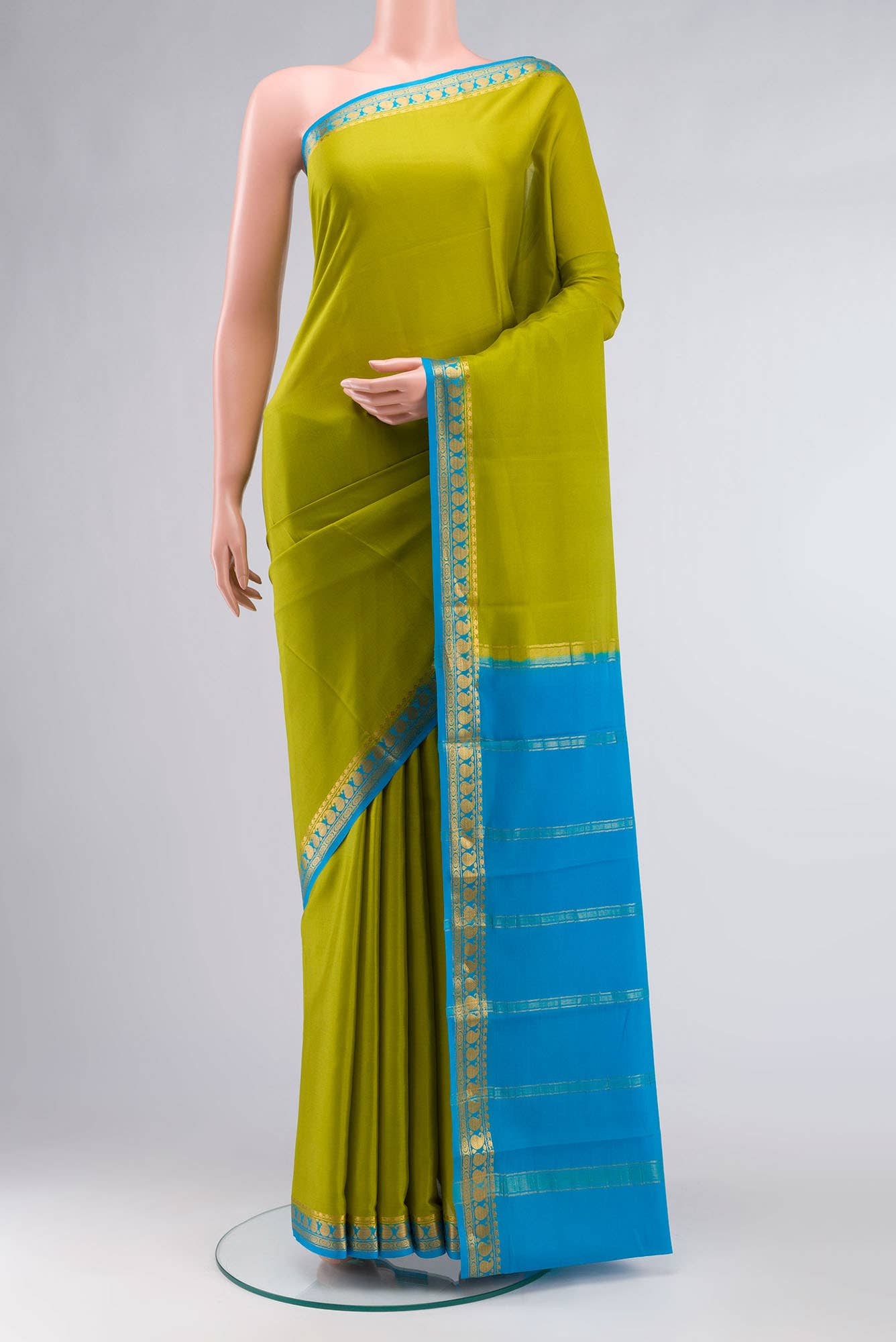 Green Mysore Crepe Saree