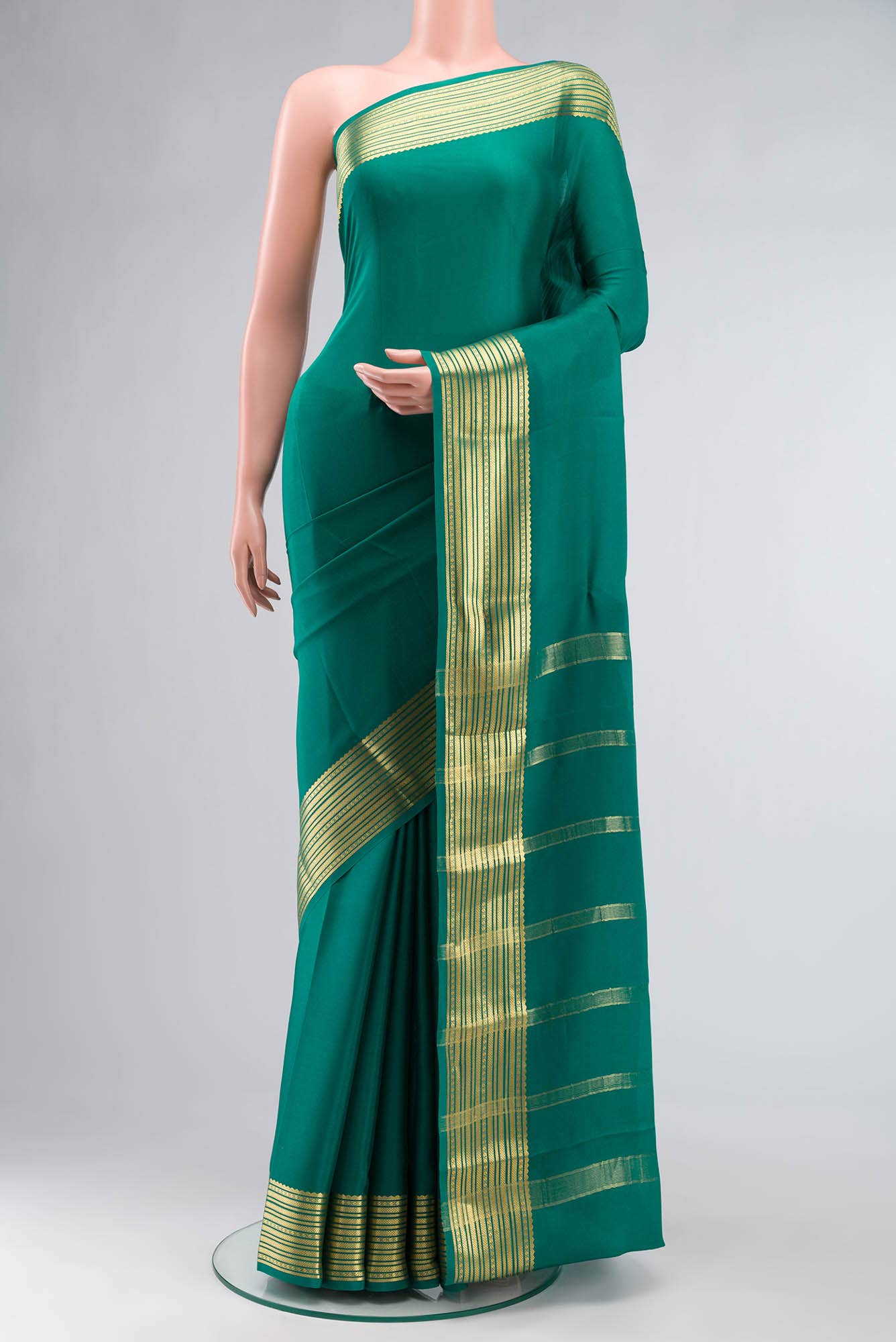 Green Mysore Crepe Saree