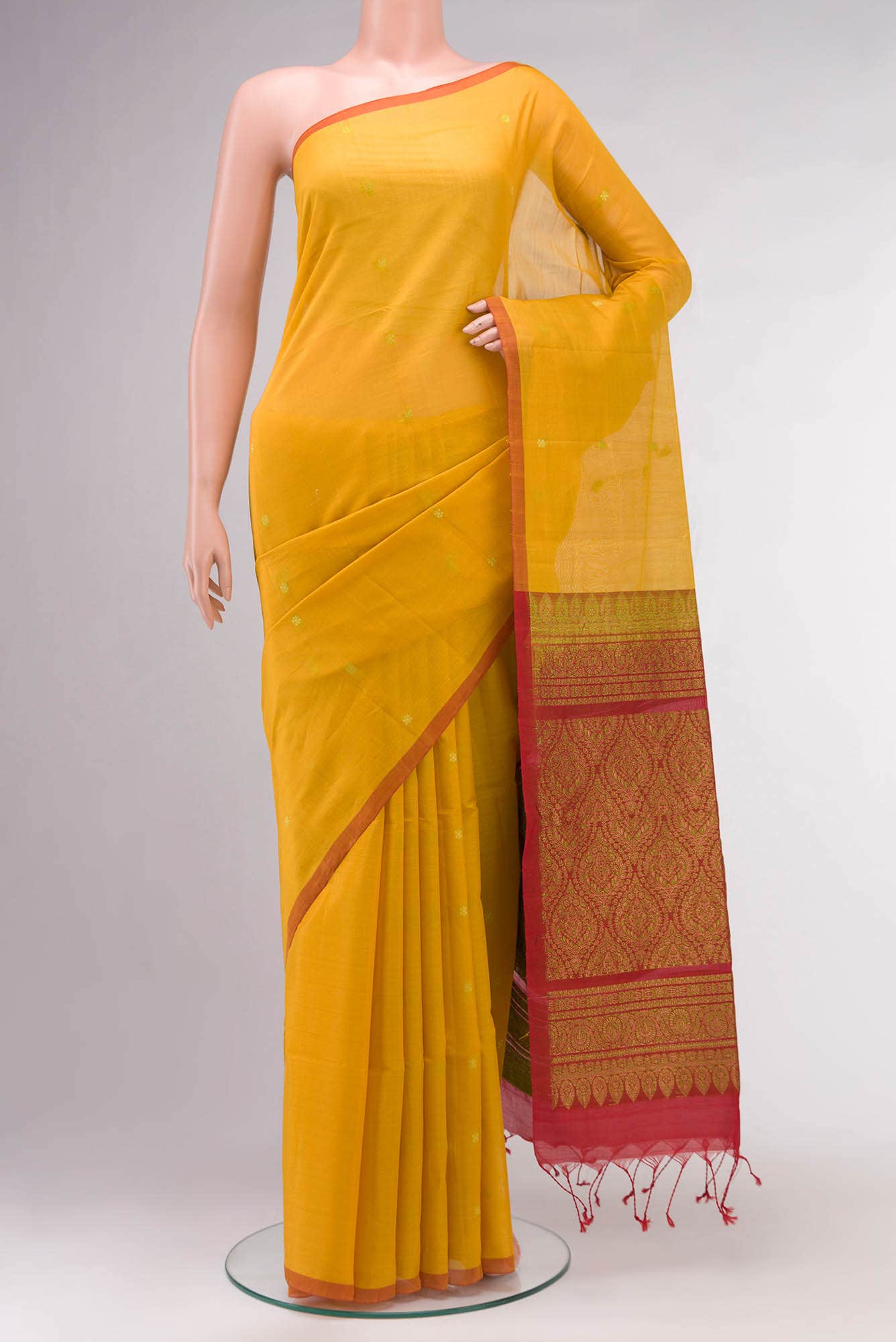 Yellow Silk Cotton Saree