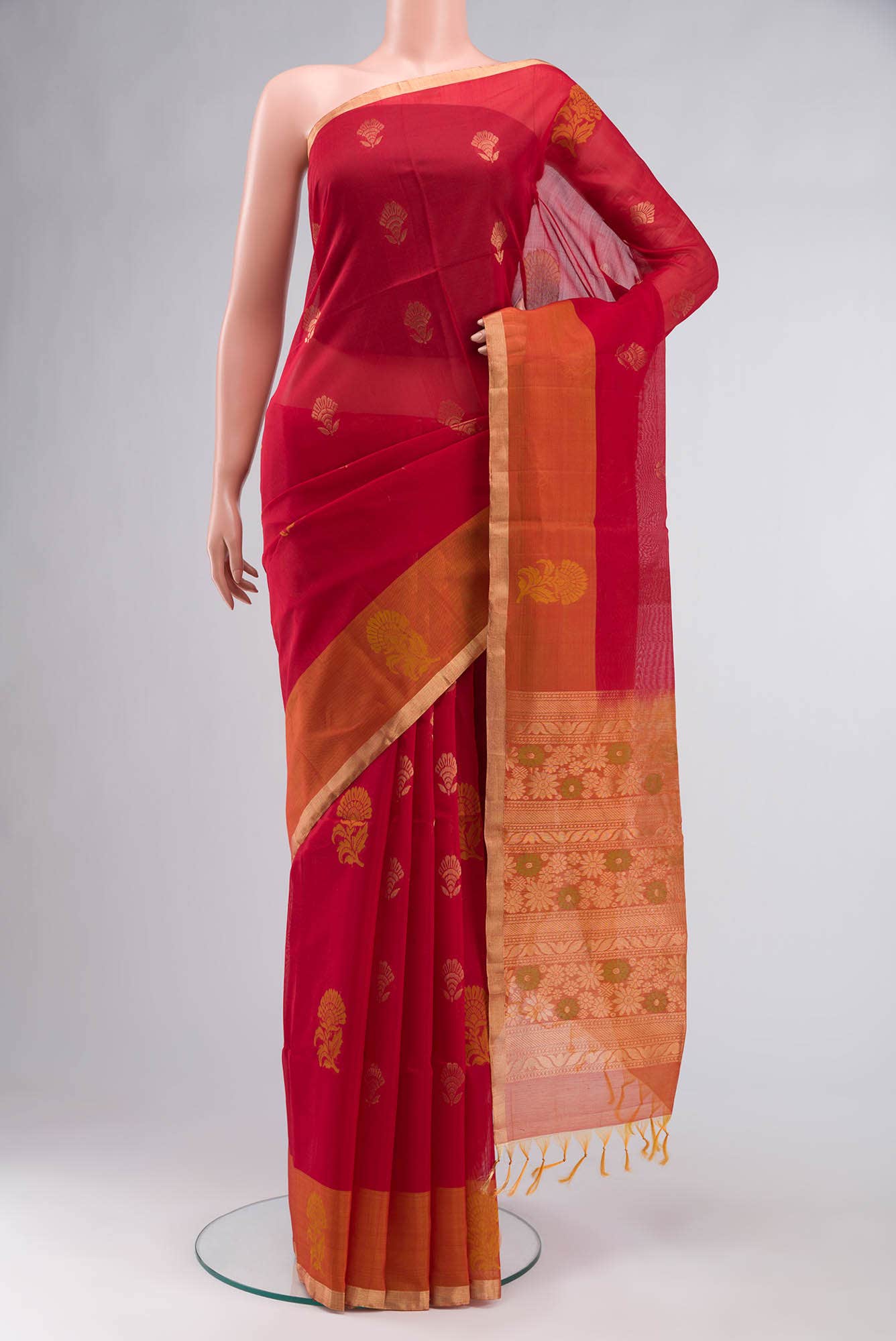 Red Silk Cotton Saree