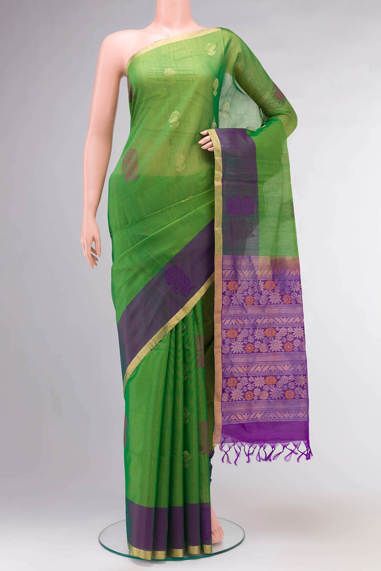 Green Silk Cotton Saree