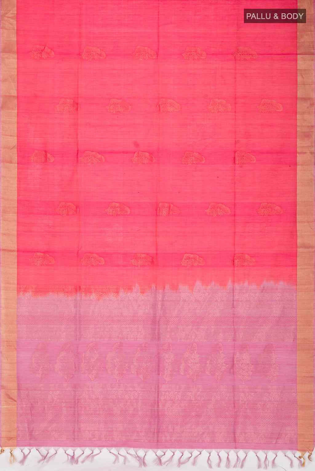Pink with orange Dual Tone Silk Cotton Saree