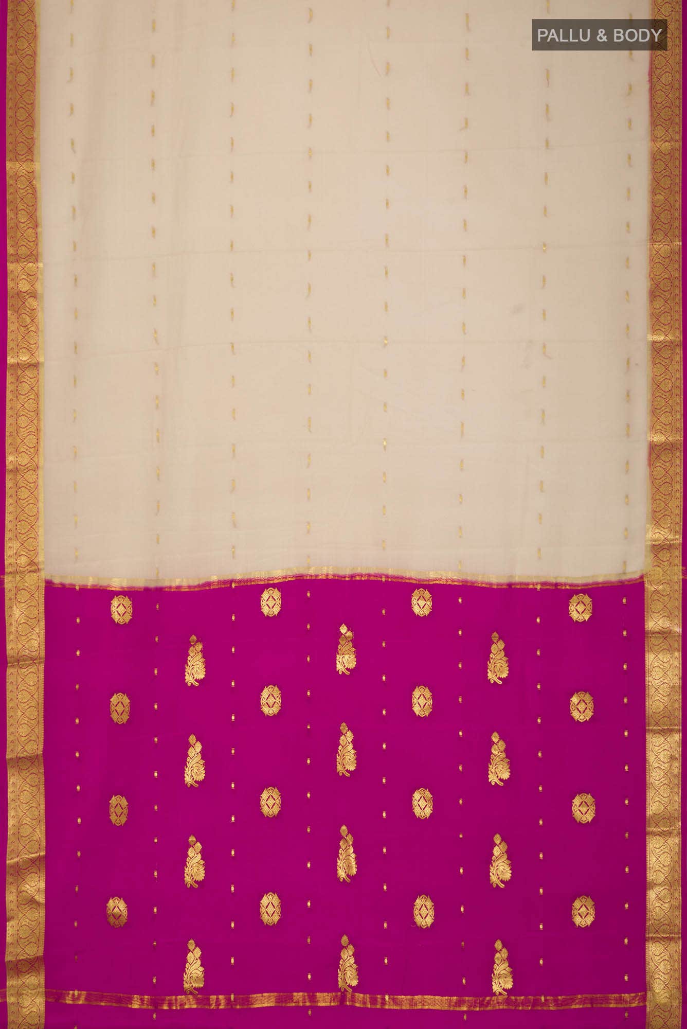 Beige Mysore Crepe Saree