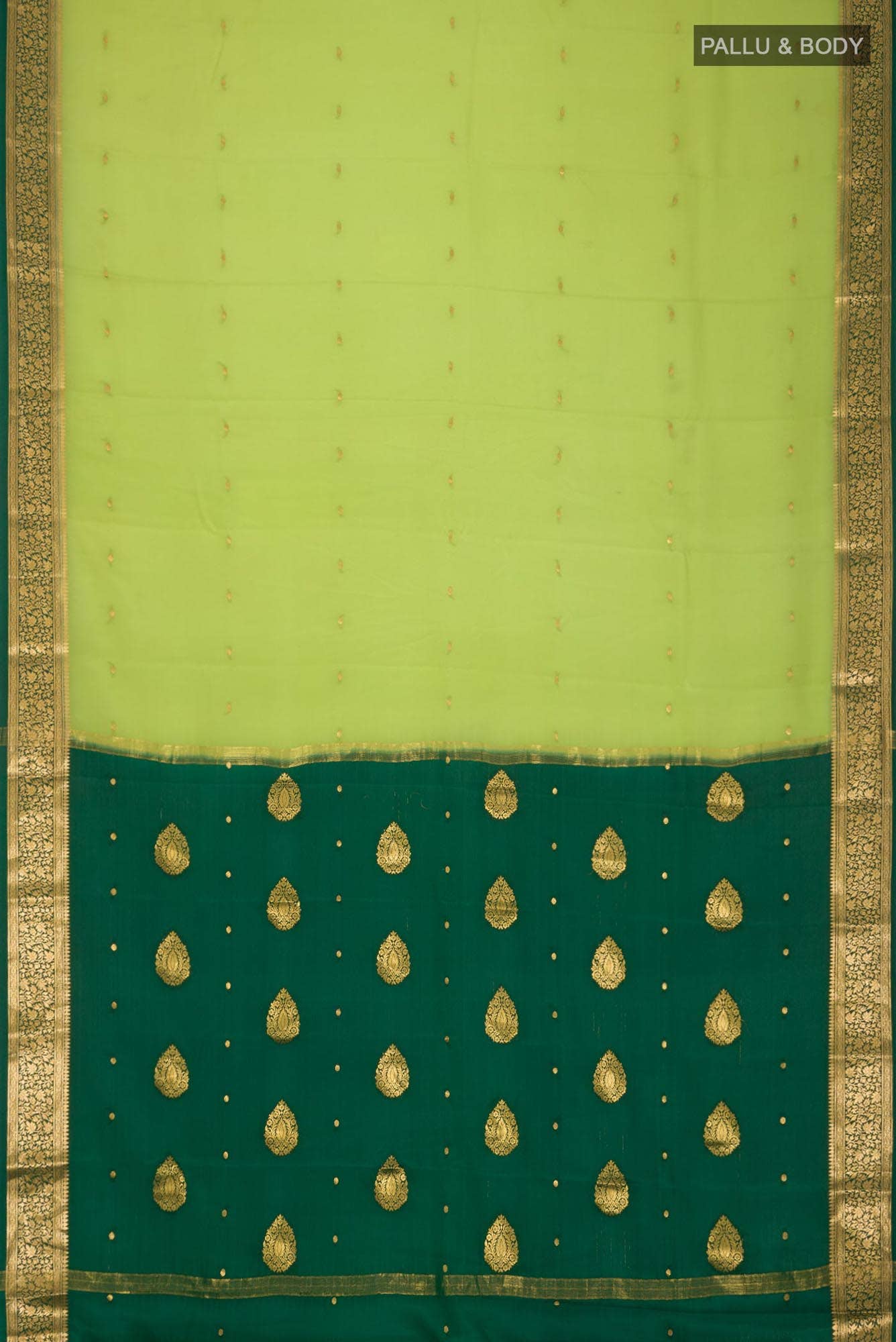 Green Mysore Crepe Saree