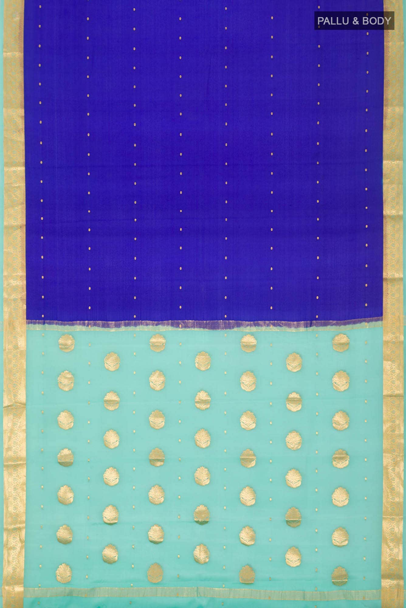 Blue Mysore Crepe Saree