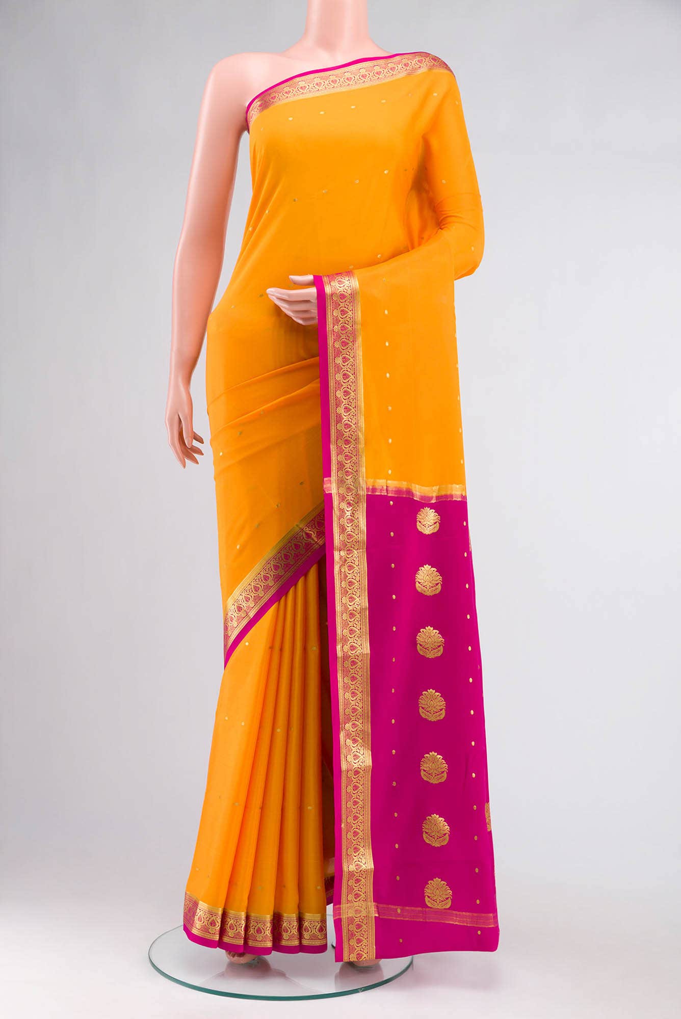 Orange Mysore Crepe Saree