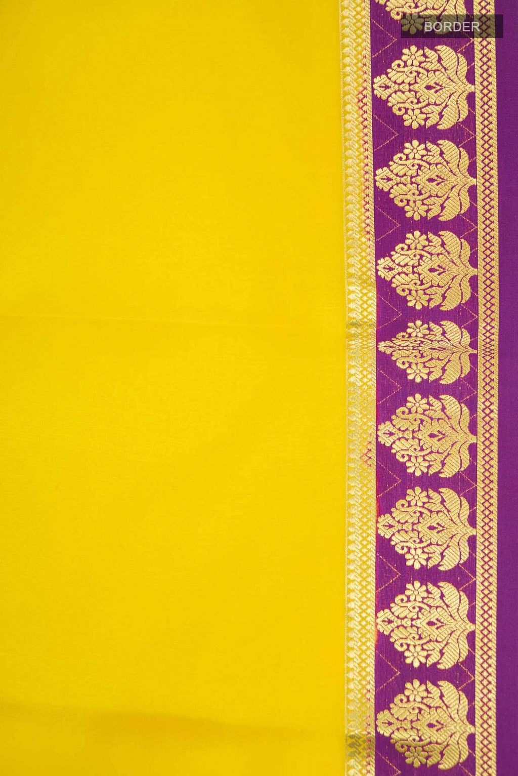 Yellow Mysore Crepe Saree