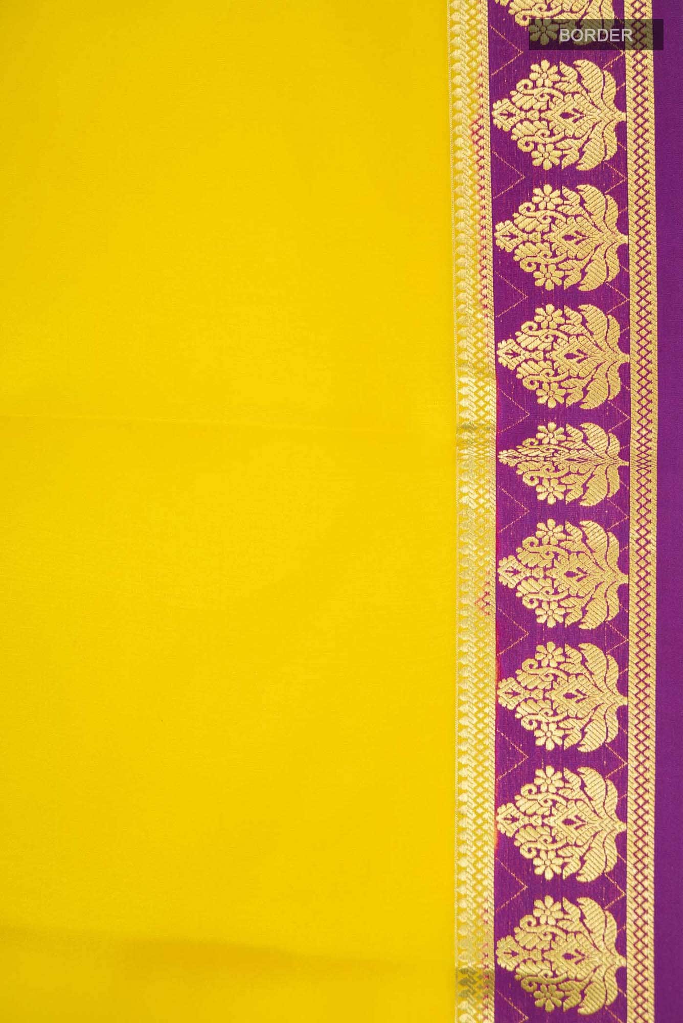 Yellow Mysore Crepe Saree