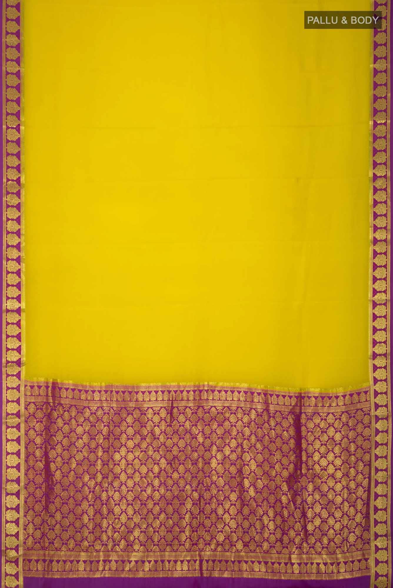 Yellow Mysore Crepe Saree