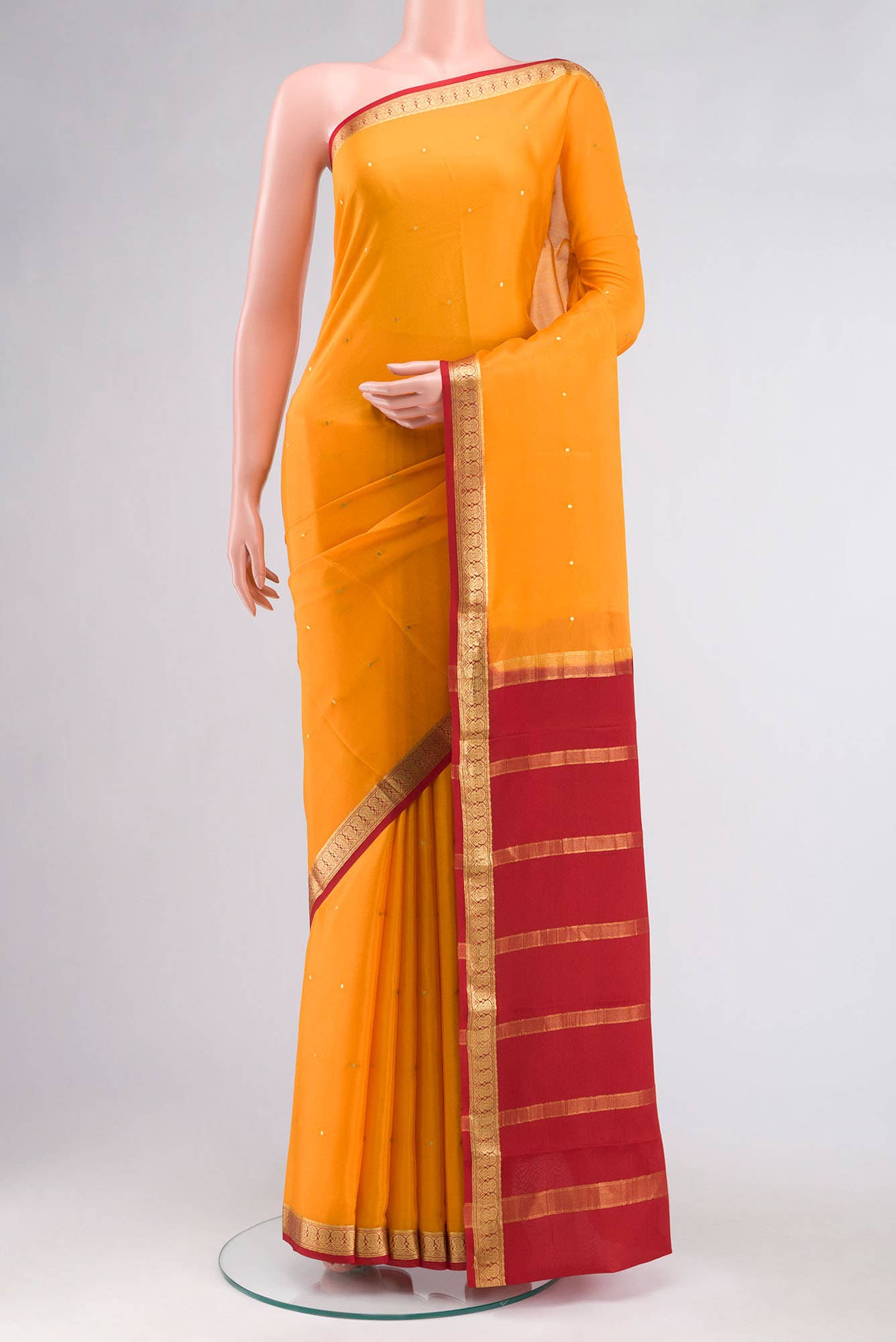 Orange Mysore Crepe Saree