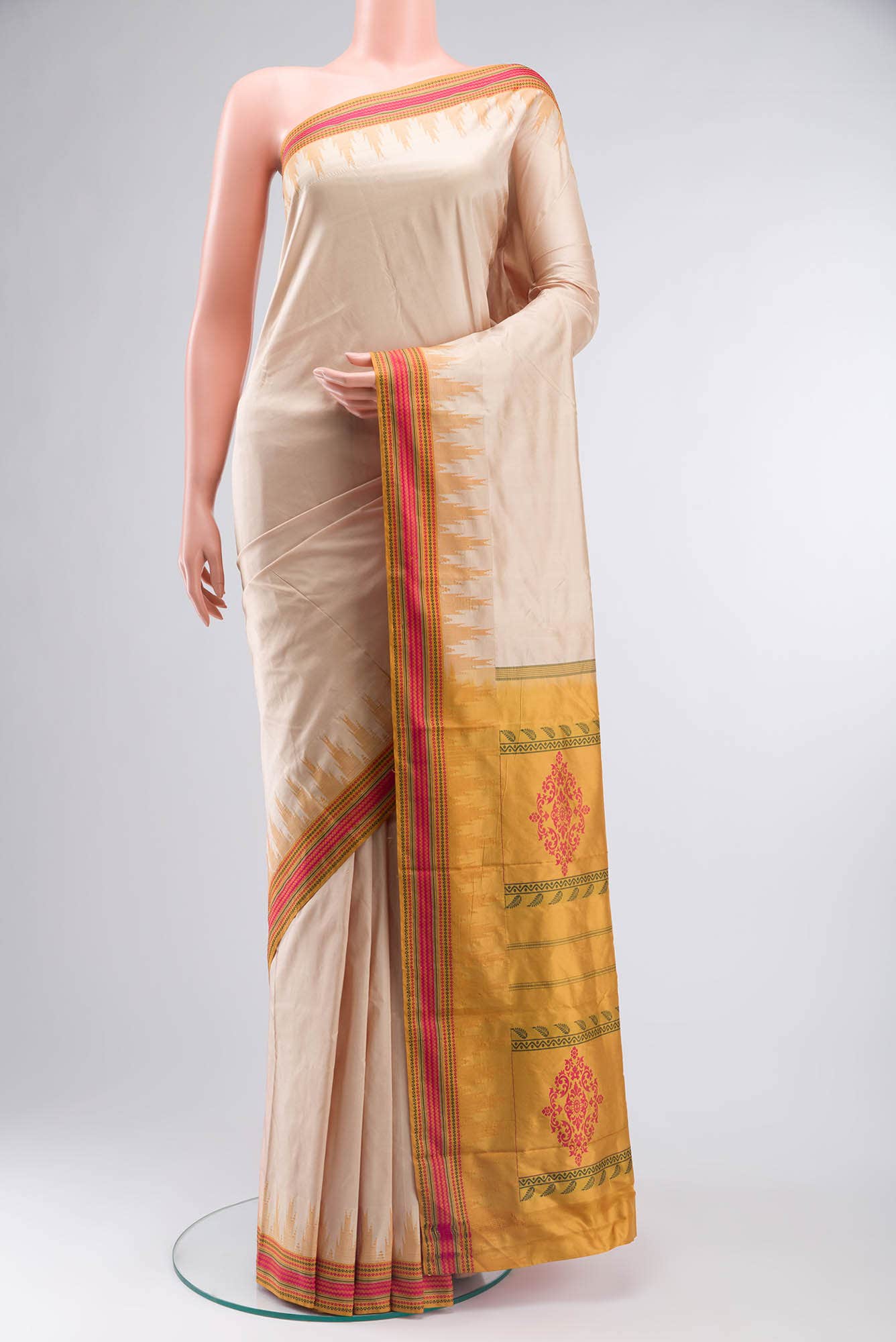 Beige Bangalore Silk Saree