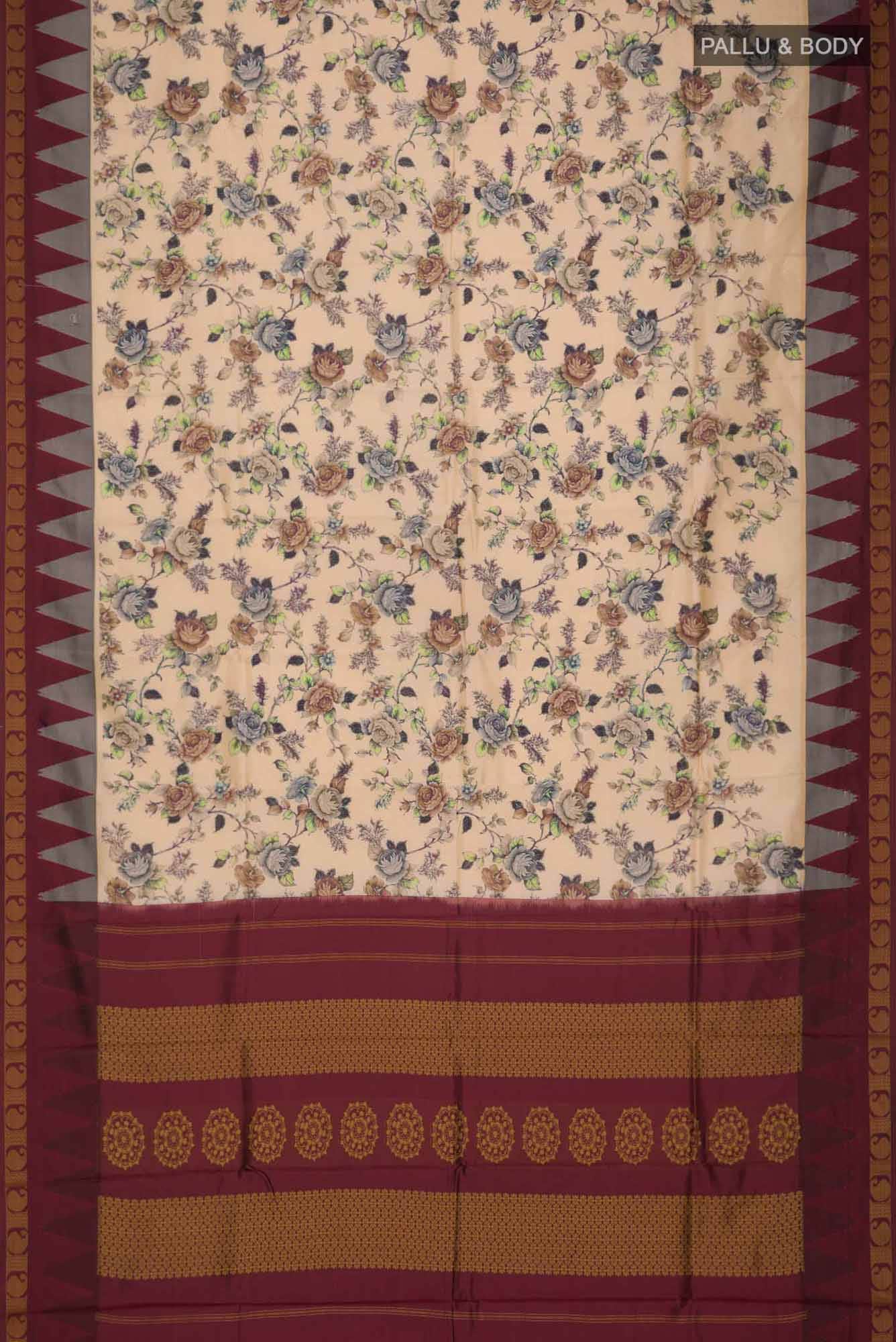 Beige Bangalore Silk Saree
