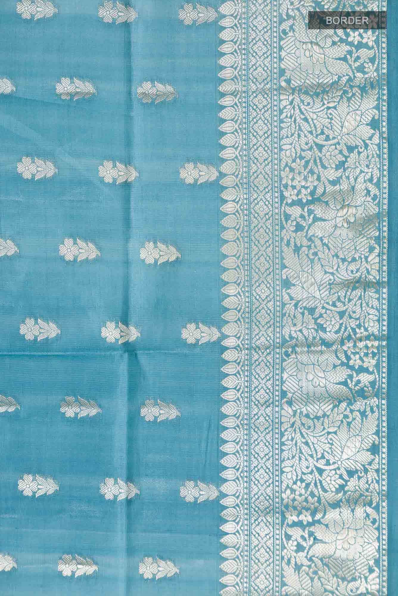 Blue Banarasi Raw Silk Saree