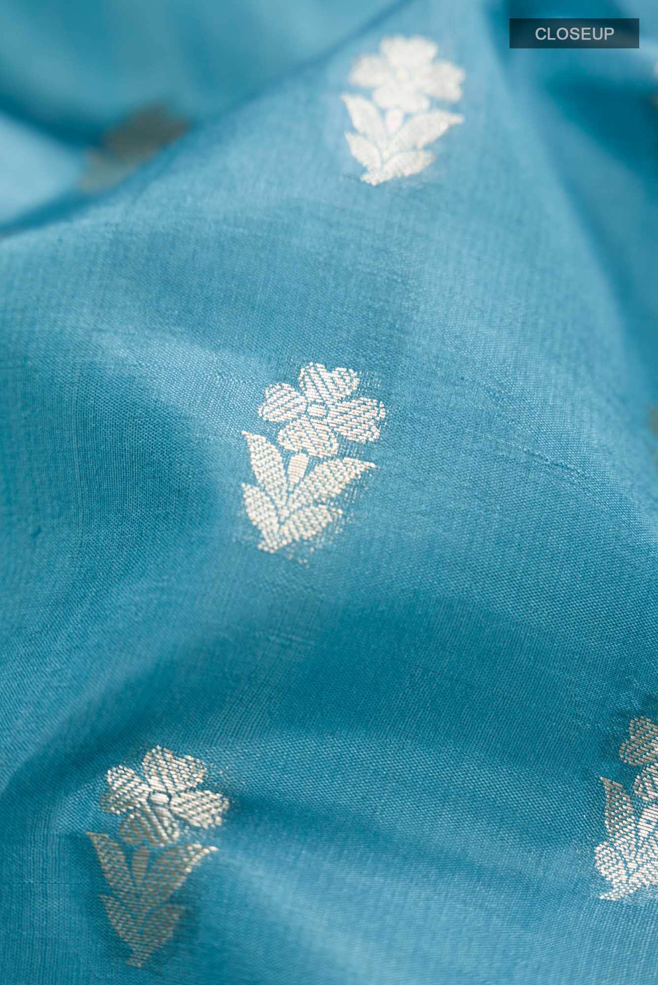 Blue Banarasi Raw Silk Saree