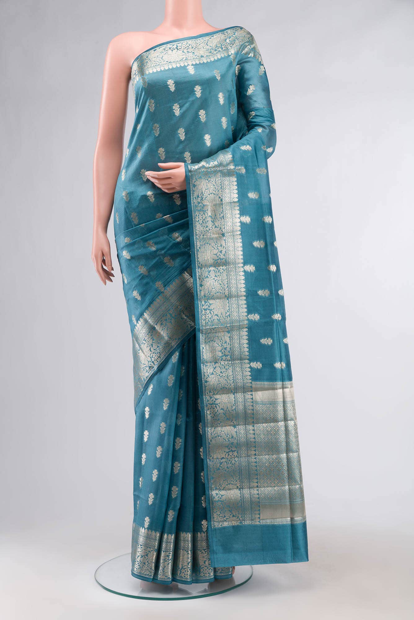 Blue Banarasi Raw Silk Saree