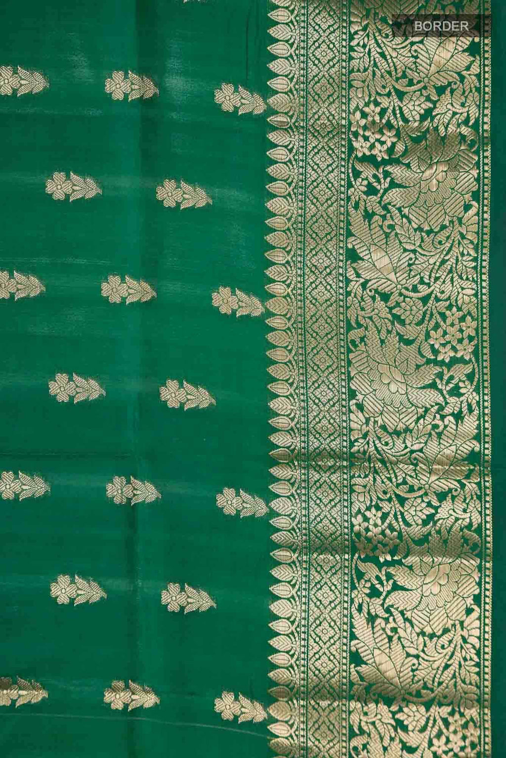 Bottle Green Banarasi Raw Silk Saree