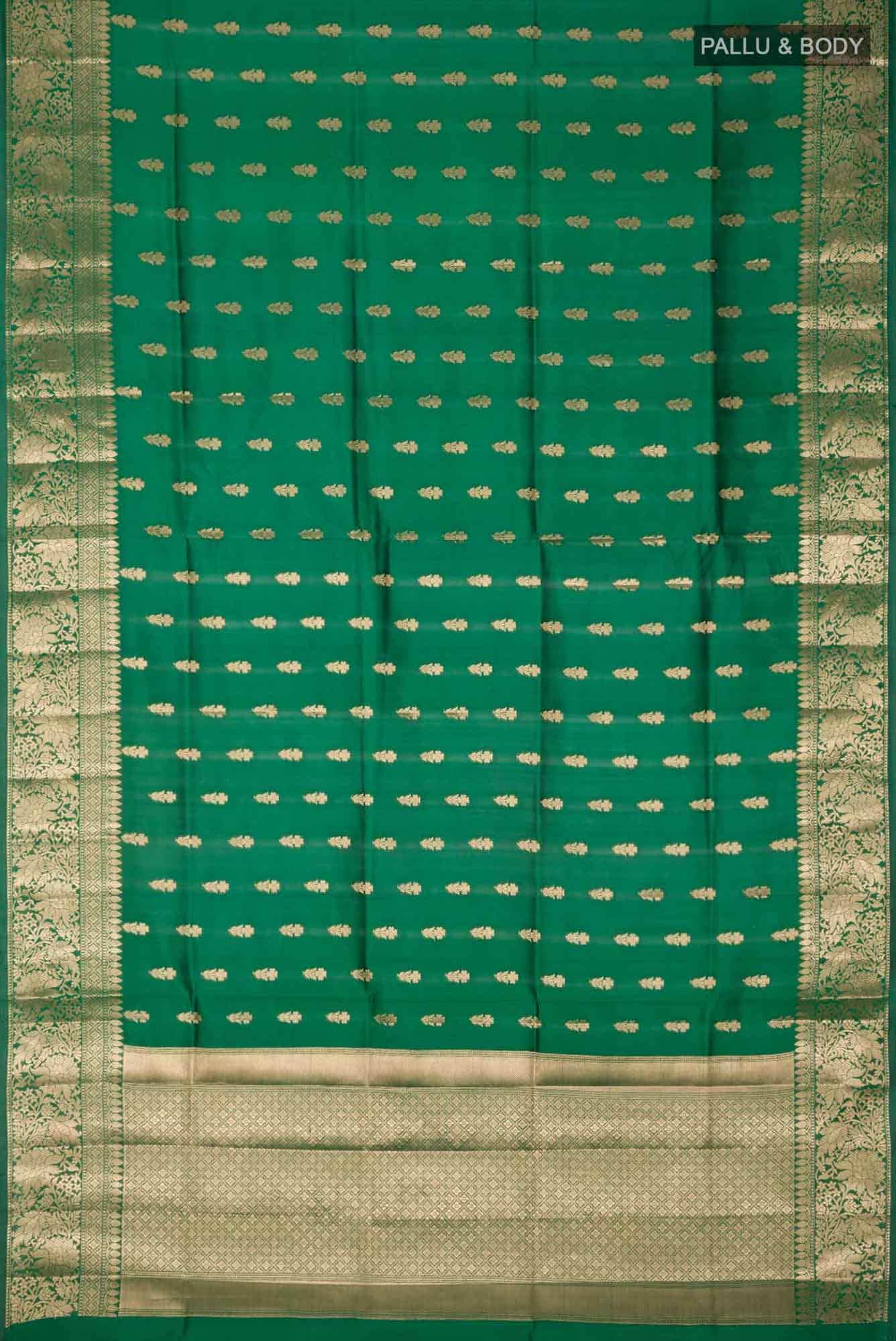 Bottle Green Banarasi Raw Silk Saree