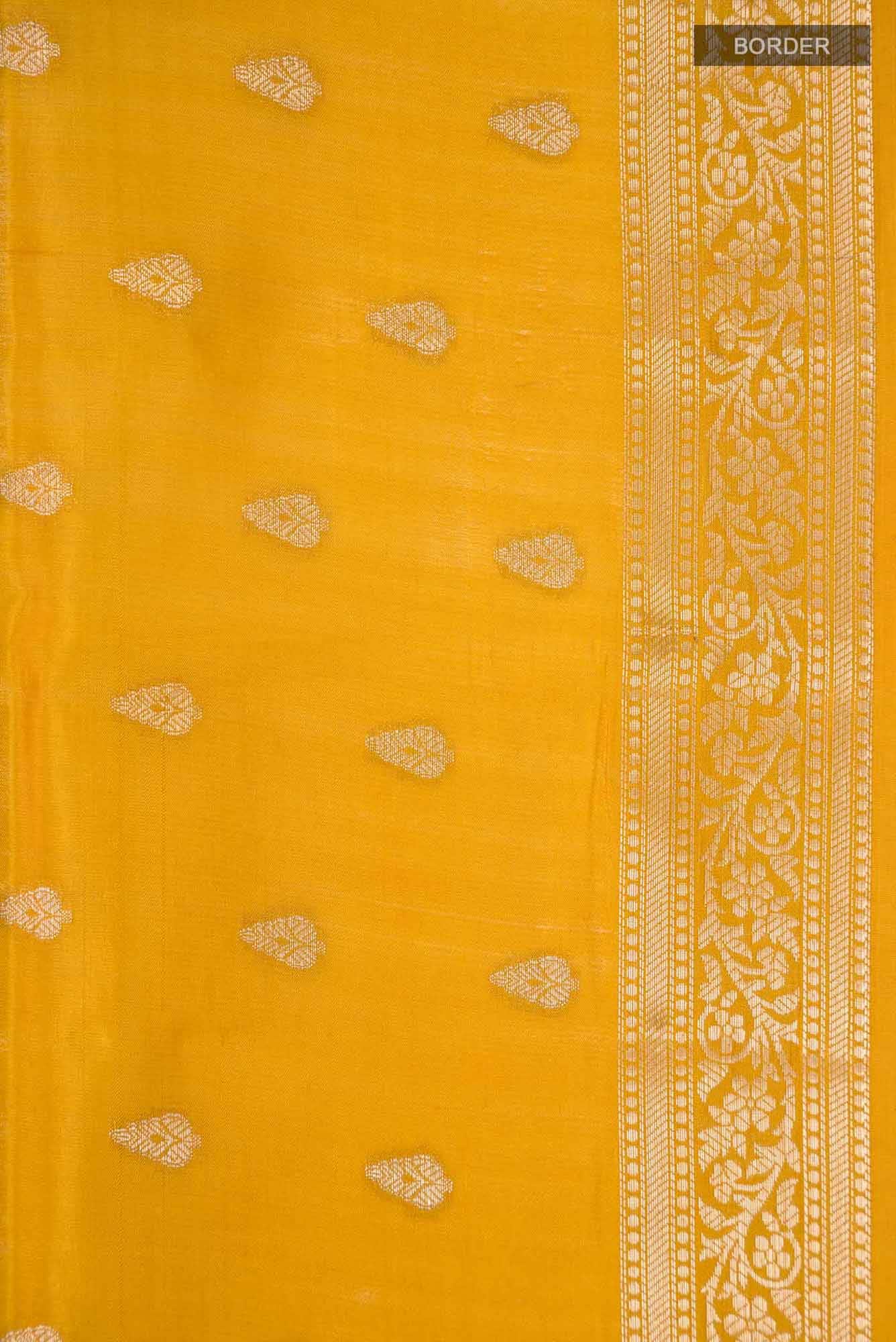 Yellow Banarasi Raw Silk Saree