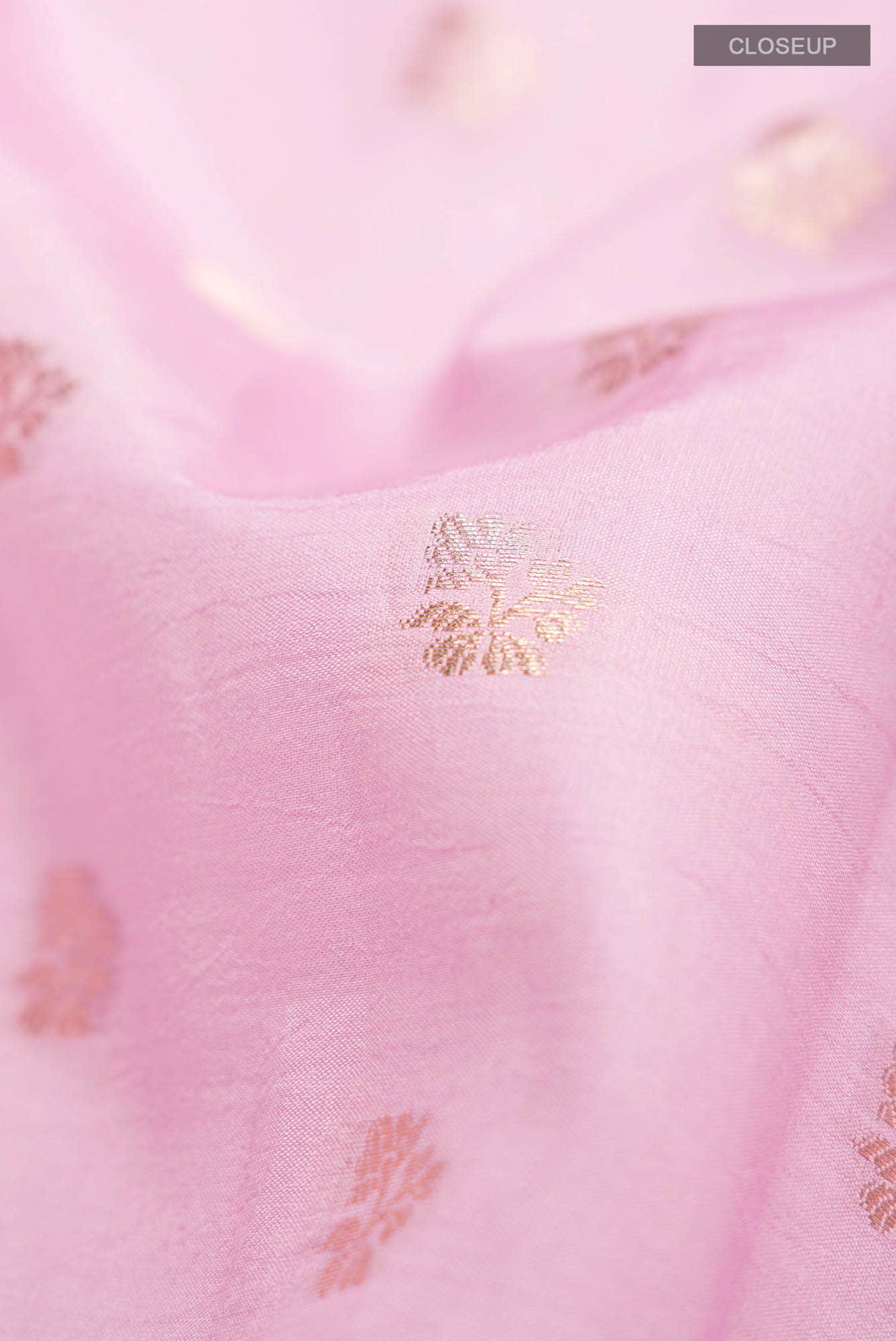 Pink Banarasi Raw Silk Saree