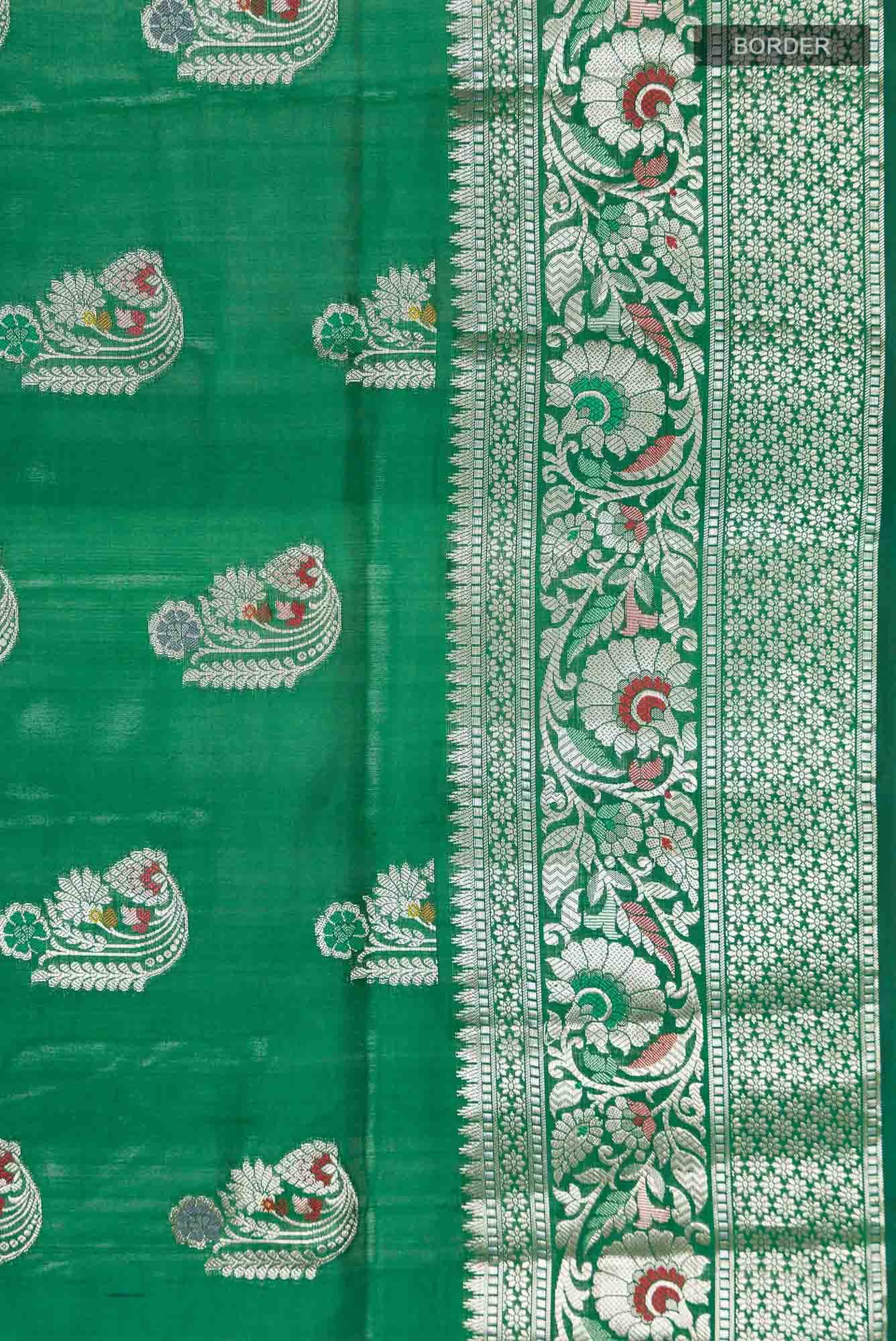 Green Banarasi Raw Silk Saree